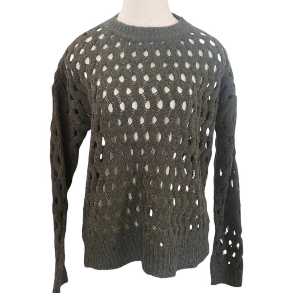 Designer CT1986 Charlie B Olive Green Cut Out Long Sleeve Sweater P/S Size S / US 4 / IT 40 - 1 Thumbnail