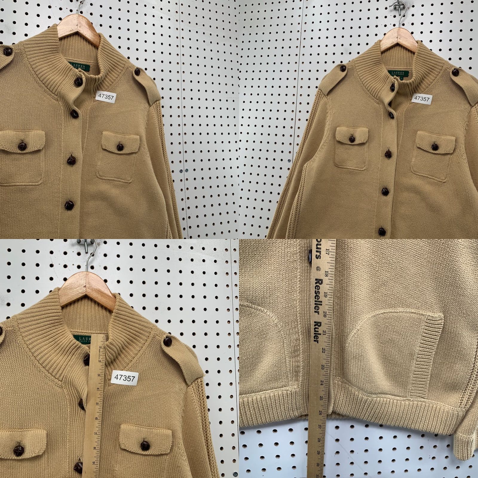 Ralph Lauren Ralph Lauren LRL Military Cardigan Sweater Womens 1X Caramel Knit Leather Button Cardigan Womens 1X Caramel Knit Button Size XL / US 12-14 / IT 48-50 - 8 Thumbnail