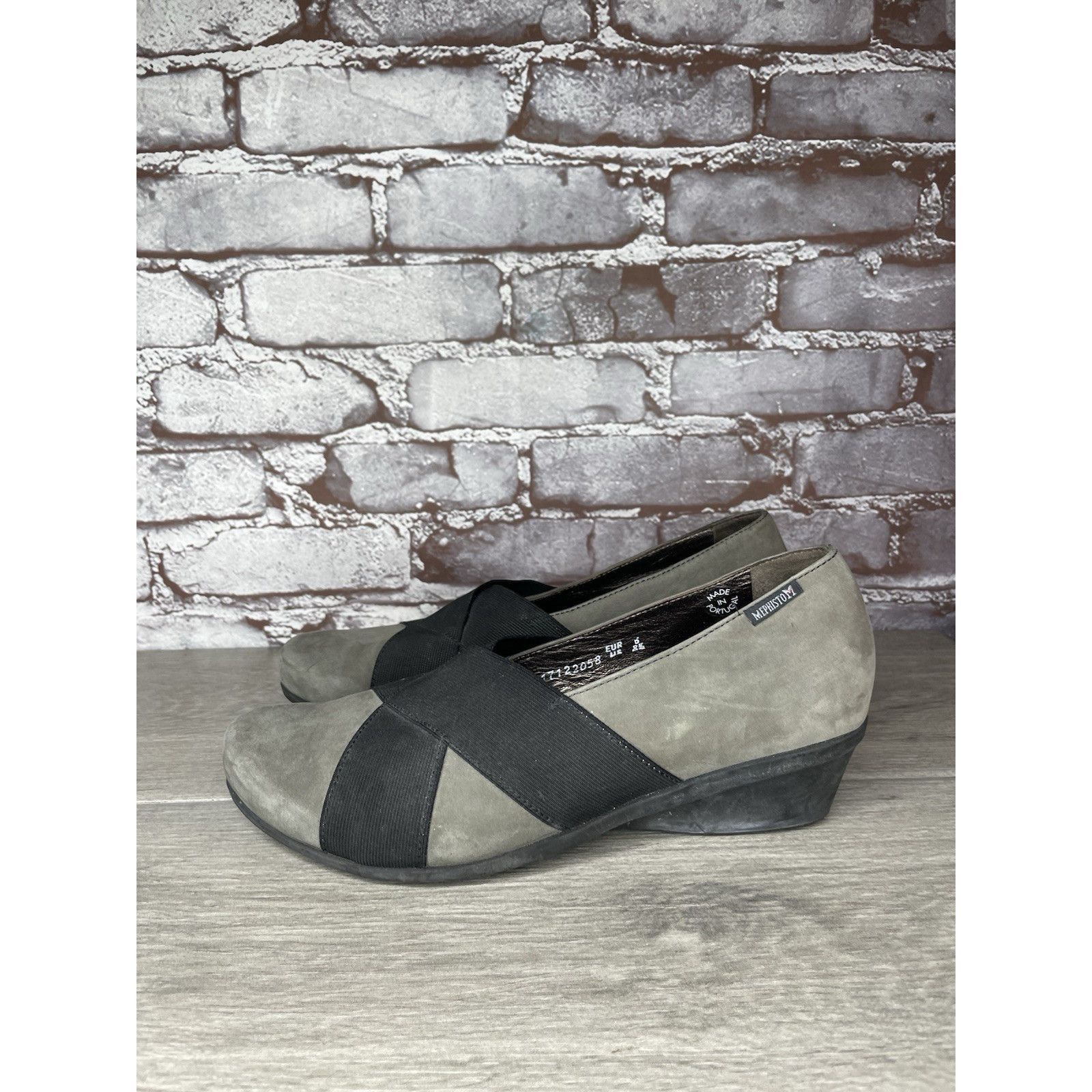 Mephisto Mephisto Aline Gray Nubuck Leather Black Strap Wedge Shoes W Size US 8.5 / IT 38.5 - 20 Thumbnail