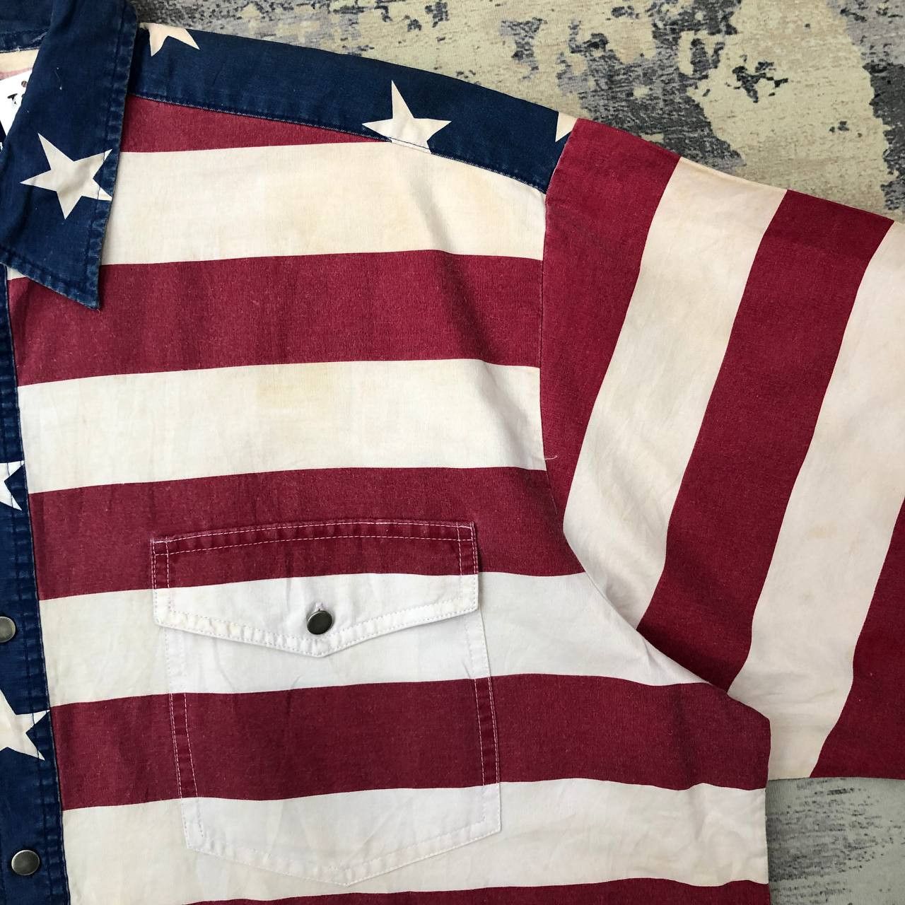 Vintage × Wrangler T304 VTG WRANGLER AMERICAN FLAG WESTERN SHIRTS Size US XXL / EU 58 / 5 - 7 Thumbnail