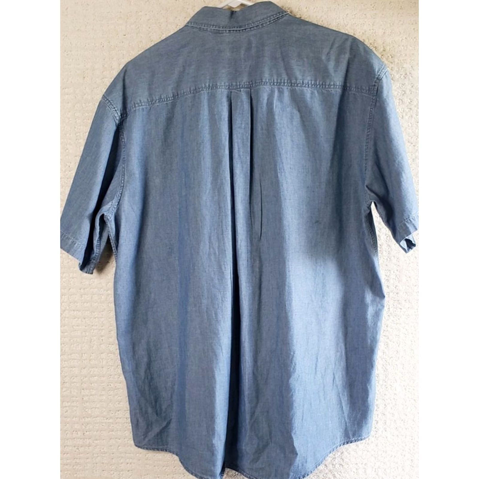Vintage LL Bean Denim Short Sleeve Button Down Shirt Men Large Regular Blue Cotton Denim Button-Up Shirt Men's Large Regular Blue Size US L / EU 52-54 / 3 - 4 Thumbnail