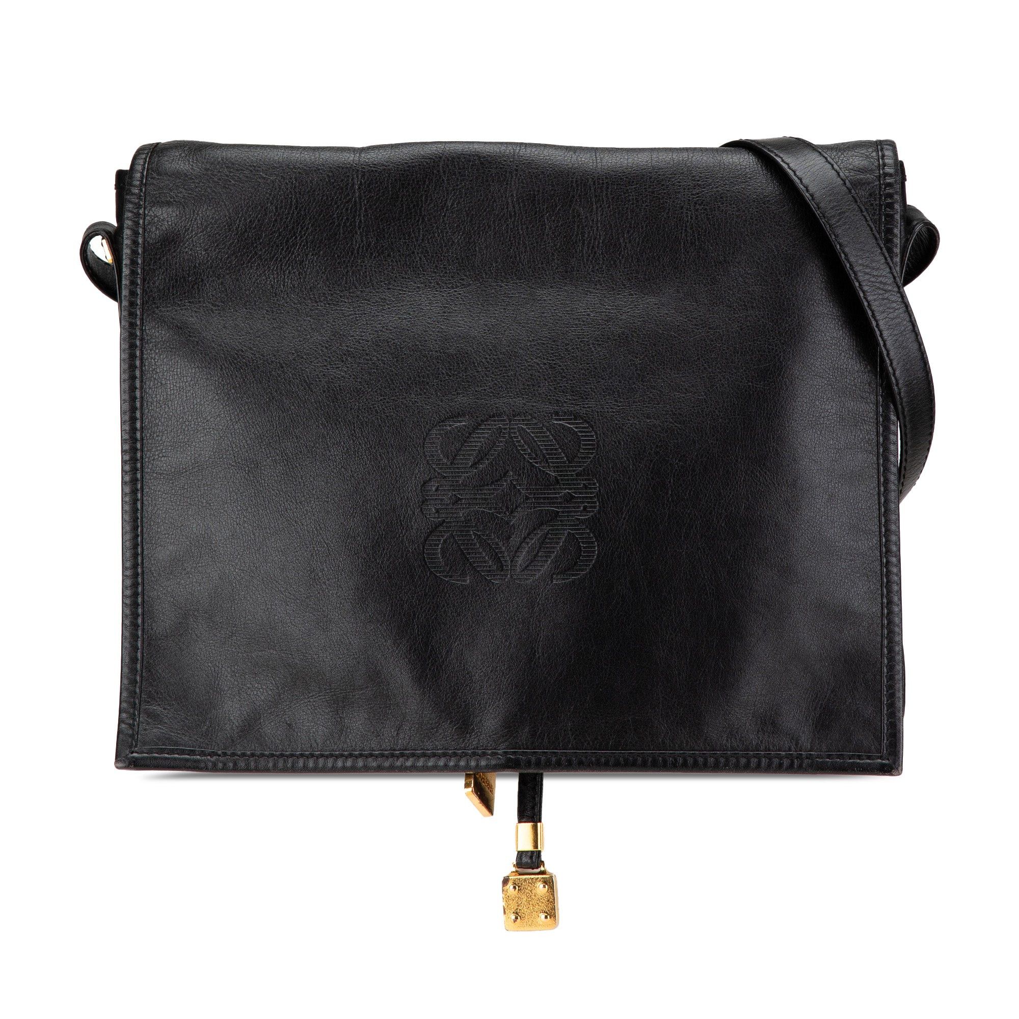 Loewe LOEWE Anagram Leather Flap Crossbody Black Size ONE SIZE - 1 Thumbnail