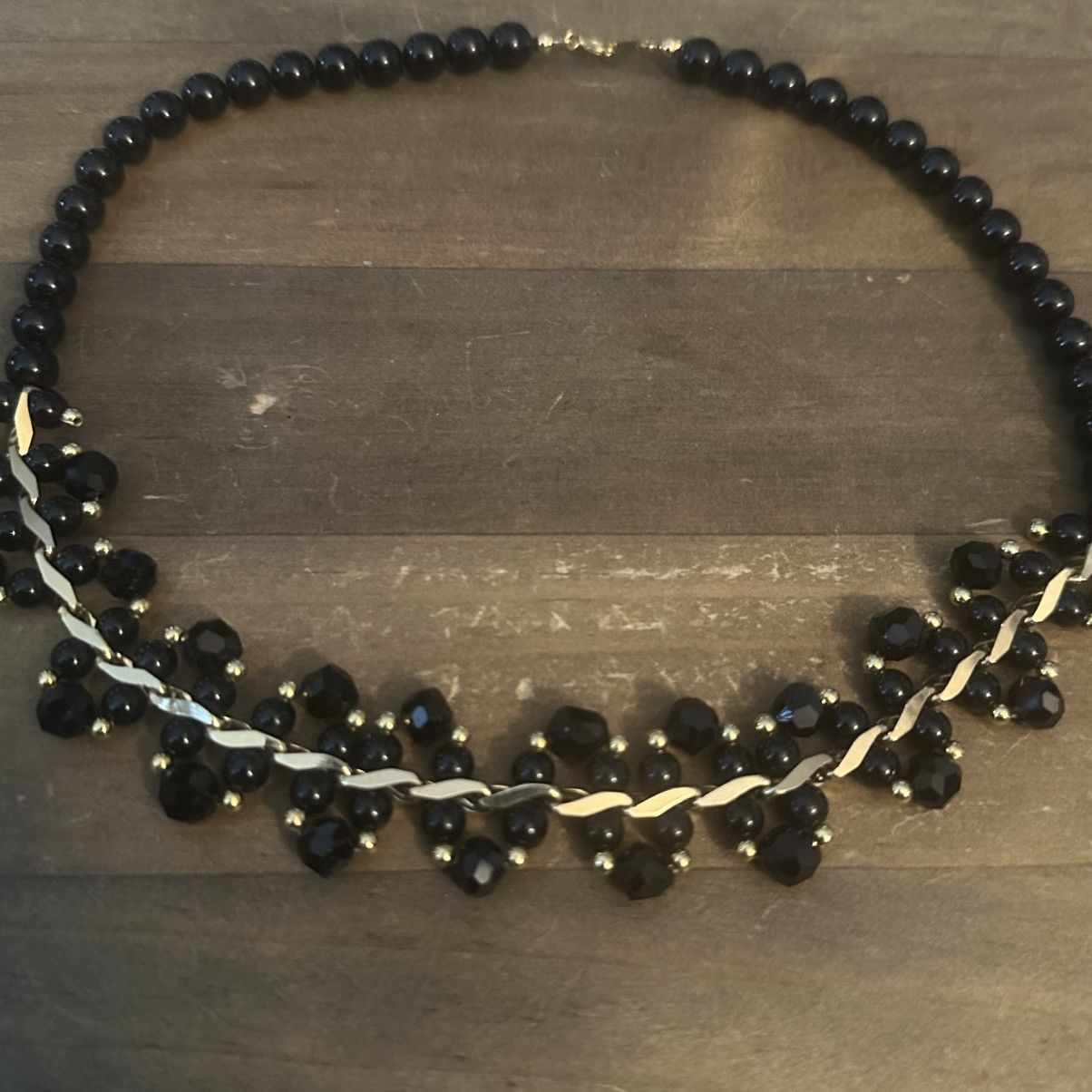 Vintage Vintage black and gold bead wavy collar necklace Size ONE SIZE - 3 Thumbnail