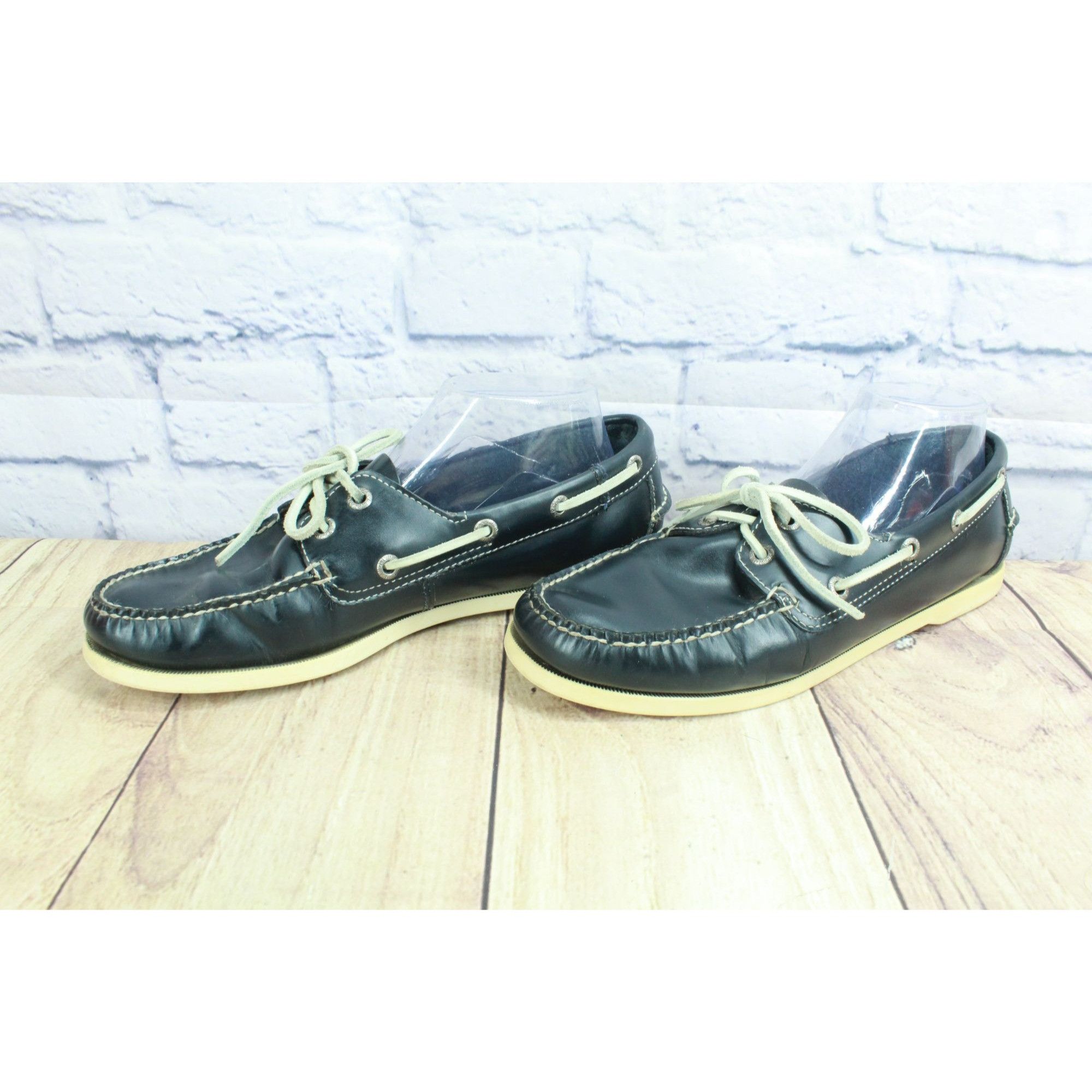 L.L. Bean LL Bean Navy Blue Leather Slip-On Boat Loafers Size US 9.5 / EU 42-43 - 3 Thumbnail