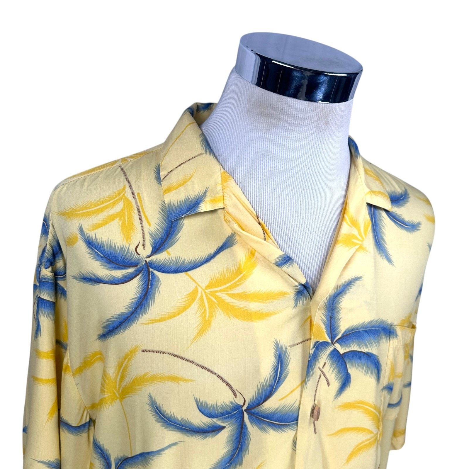 Paradise Found Vintage Paradise Found Hawaiian Shirt XXL Yellow Palm 80s Size US XXL / EU 58 / 5 - 2 Thumbnail