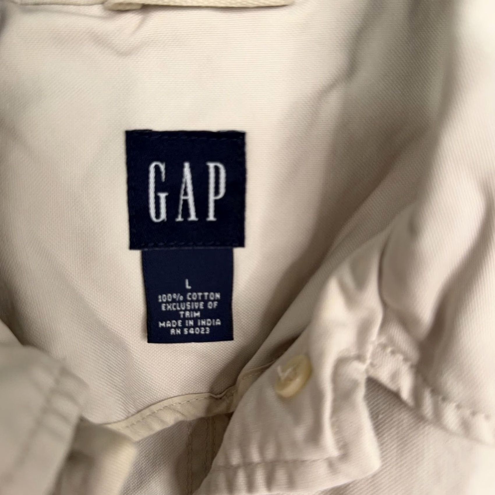 Gap Gap Trench Coat Womens Large White Cotton Mid Length Belted Button Front Pockets 100% Cotton Canvas Seasonal Fall Spring Mens Womens Size L / US 10 / IT 46 - 7 Thumbnail