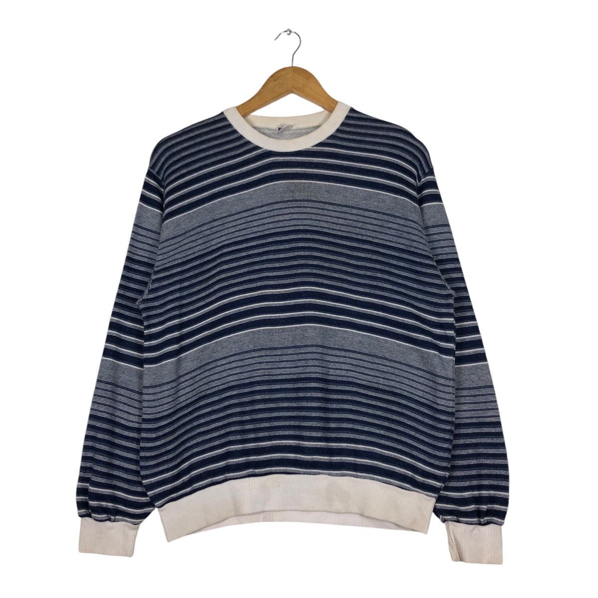 Japanese Brand × Vintage Japanese Brand Sweatshirt Stripe Rare 90s Collection Small Size US M / EU 48-50 / 2 - 1 Thumbnail