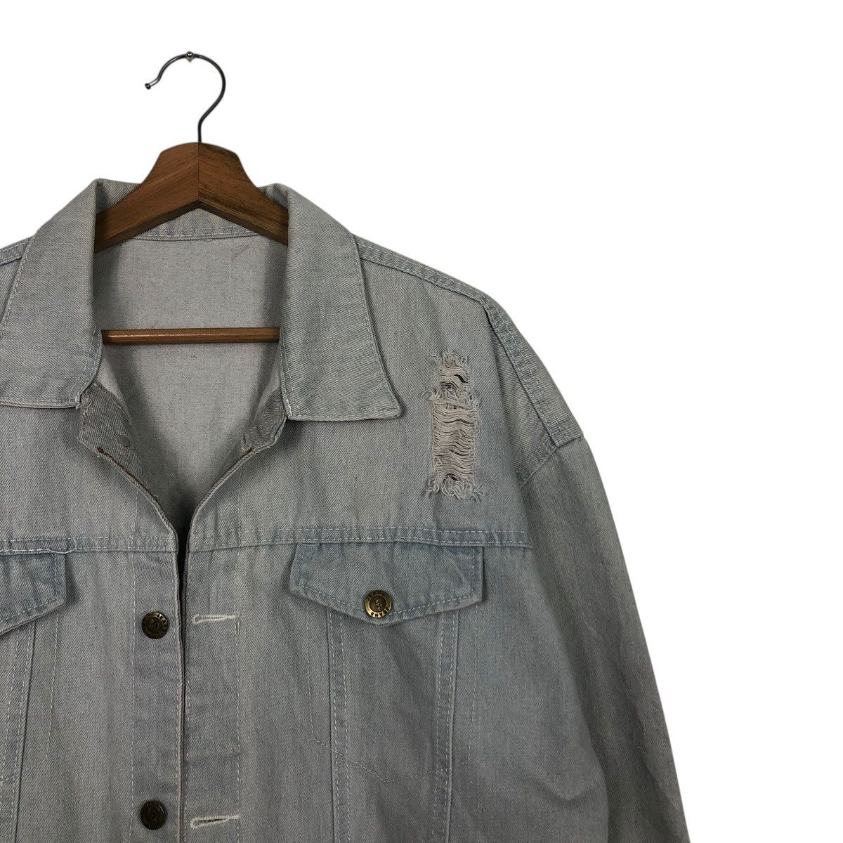 Japanese Brand 🔥VINTAGE DENIM JACKET BIKER UNBRANDED BIG LOGO BACK HIT Size US M / EU 48-50 / 2 - 8 Thumbnail
