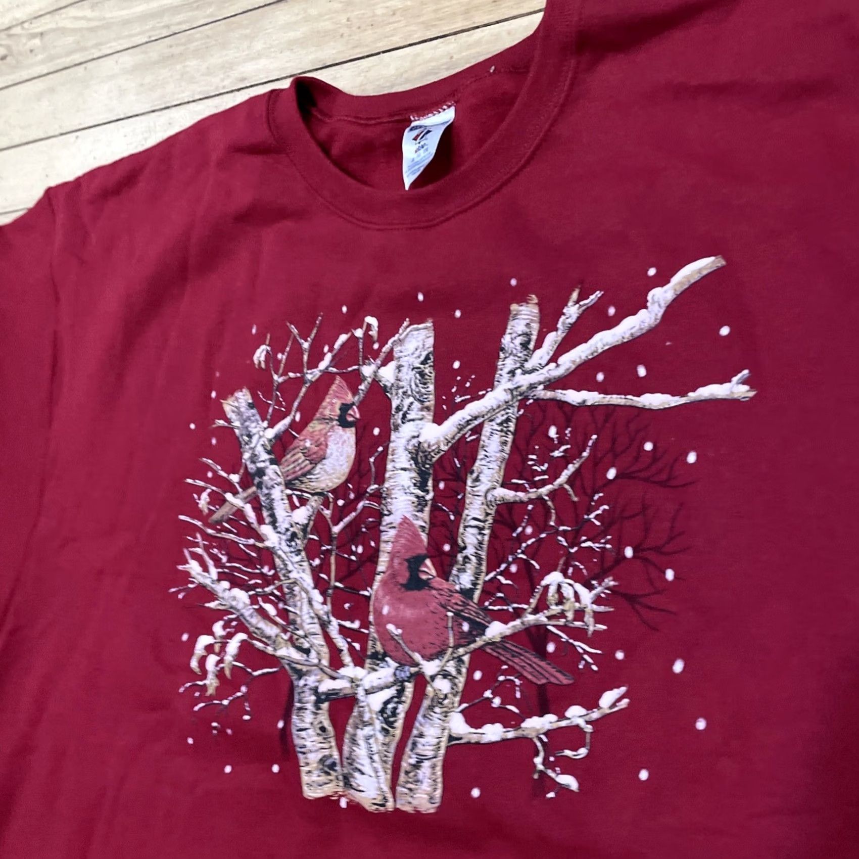 Jerzees JERZEES Sweater Unisex Adults 3X Red Cardinal Forest Nature Fleece Pullover Crew Neck Long Sleeve Graphic Print Red Sweatshirt Size US XXL / EU 58 / 5 - 3 Thumbnail
