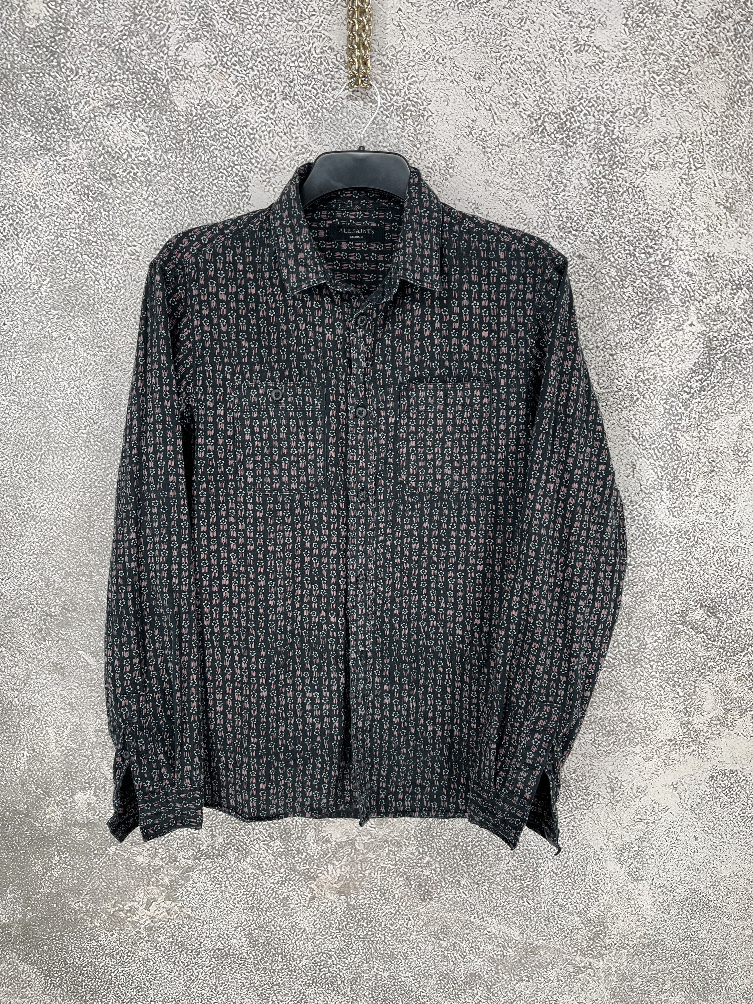 Allsaints AllSaints Gray Button Up Floral Geometric All Over Print Size US M / EU 48-50 / 2 - 1 Thumbnail