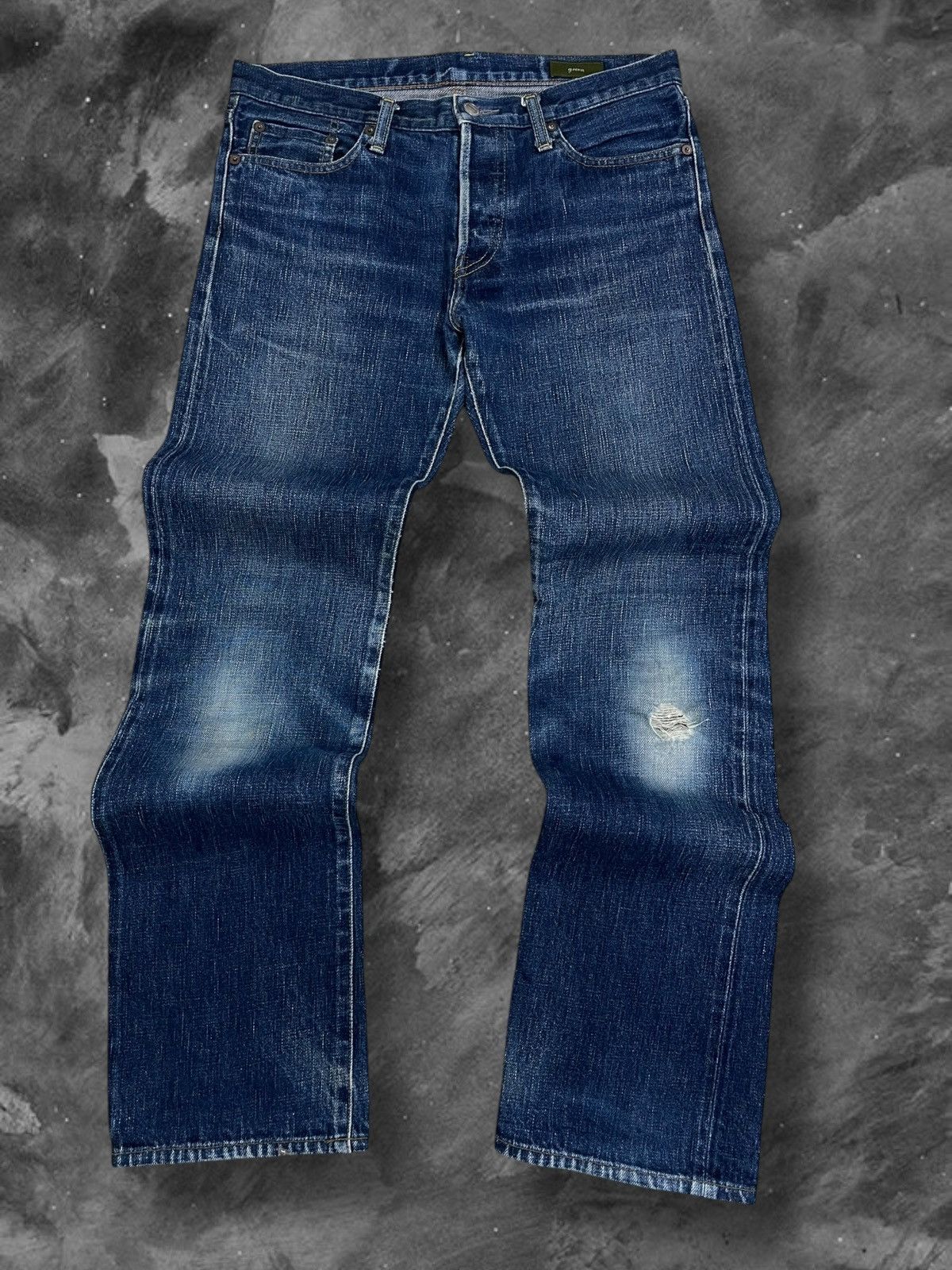 Japanese Brand Vintage Designer Japan Green Selvedge Distressed Blue Denim Size US 32 / EU 48 - 1 Thumbnail