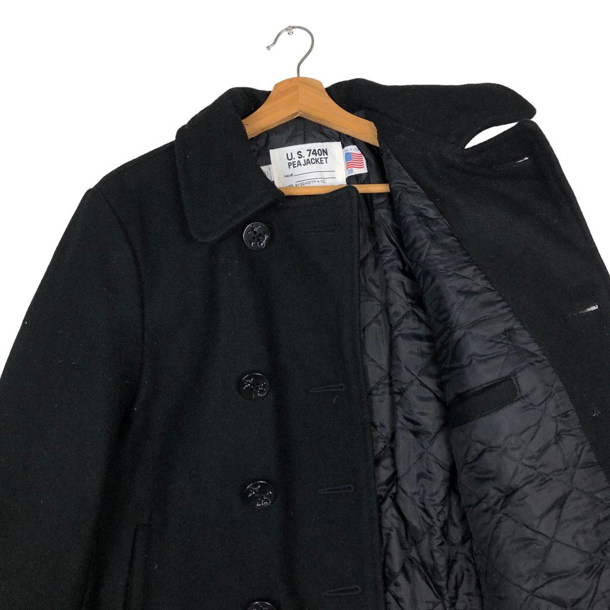 Schott 🔥Vintage 740 USN Pea Jacket Wool Double Breast Made in USA Size US M / EU 48-50 / 2 - 12 Thumbnail