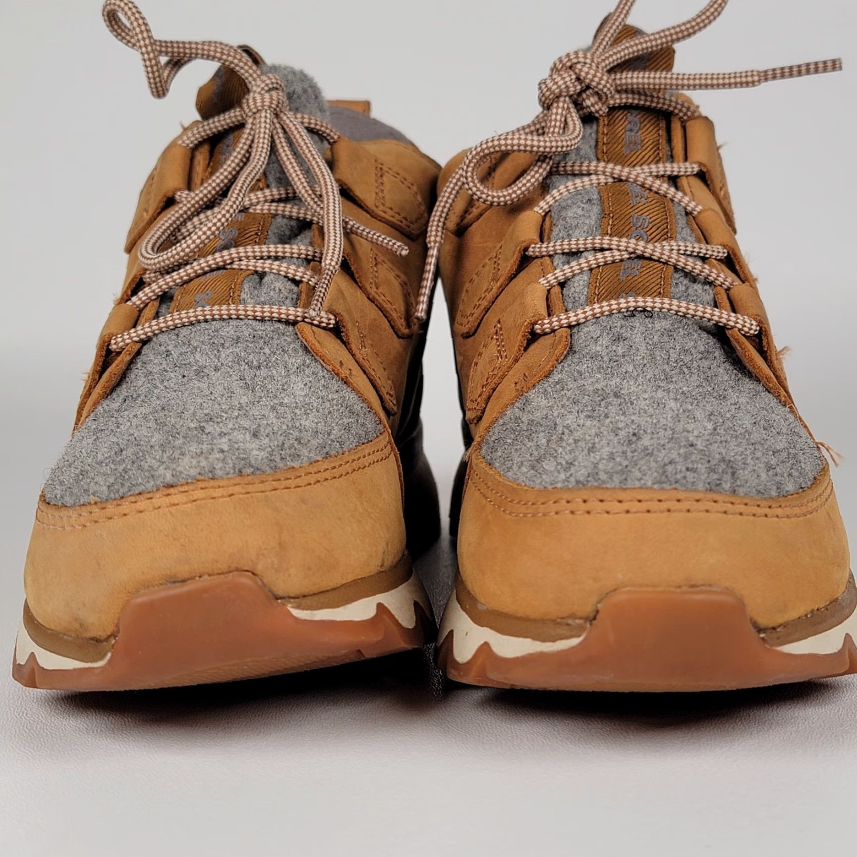 SOREL Sorel Kinetic Caribou Waterproof Ankle Snow Boot Leather Wool Women's 7.5 Tan Brown/Gray Boots Women's 7.5 Navy? Size US 8 / IT 38 - 2 Thumbnail