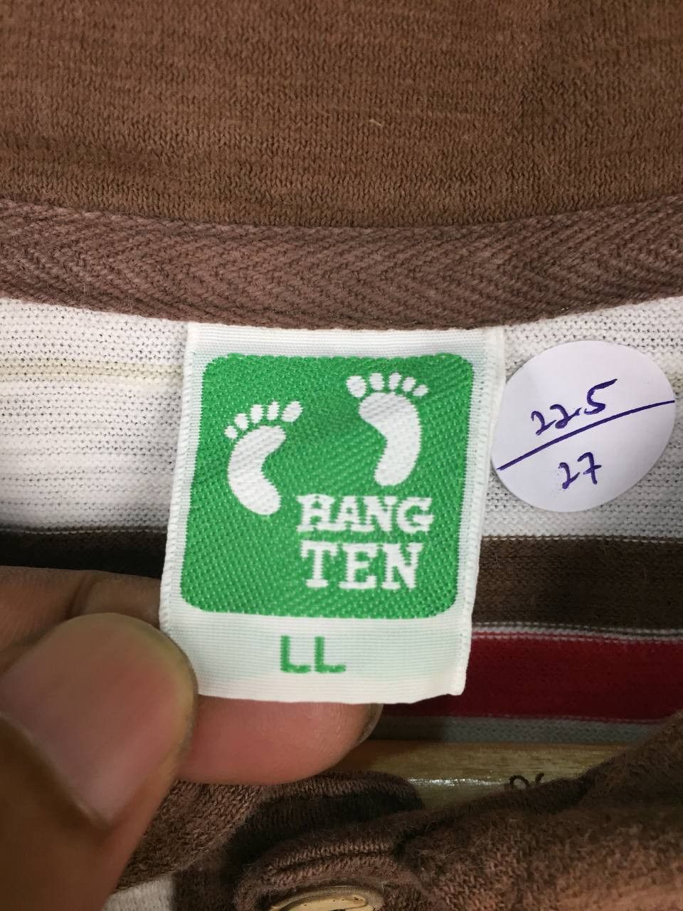 Hang Ten × Vintage Vtg Hang Ten Embroidered Logo Striped Polo Tee Size US XL / EU 56 / 4 - 10 Thumbnail