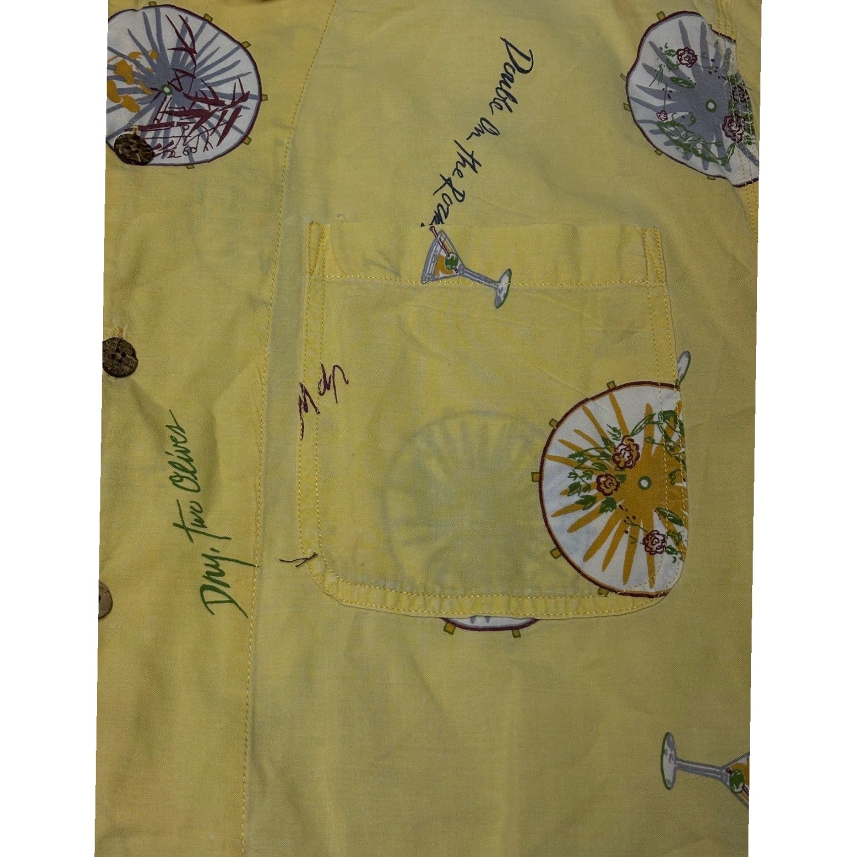 Tommy Bahama Tommy Bahama Shirt Mens Yellow Cocktail Print Short Sleeve Button-Up XL Shirt Size US XL / EU 56 / 4 - 2 Thumbnail