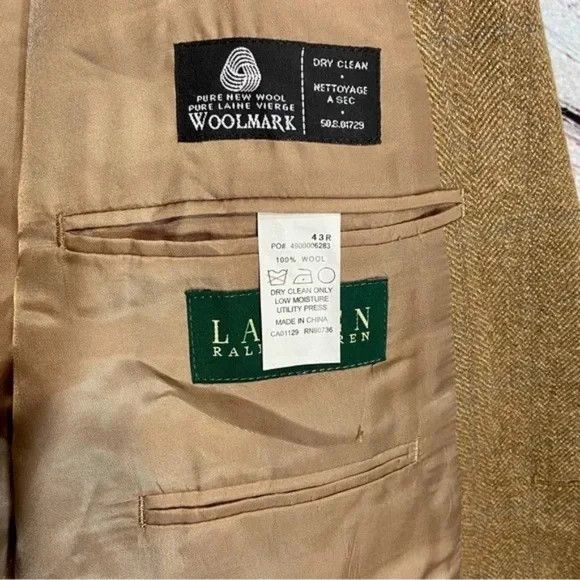 Lauren Ralph Lauren Ralph Lauren Mens Blazer Brown 43R Wool Sport Coat Jacket Size 42R - 8 Thumbnail