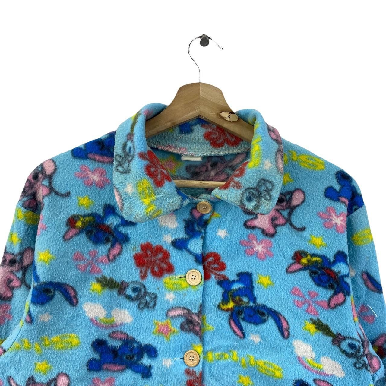 Vintage Vtg 90’ DISNEY LILO STITCH Aop All Over Print Blue Blouse Size L / US 10 / IT 46 - 3 Thumbnail