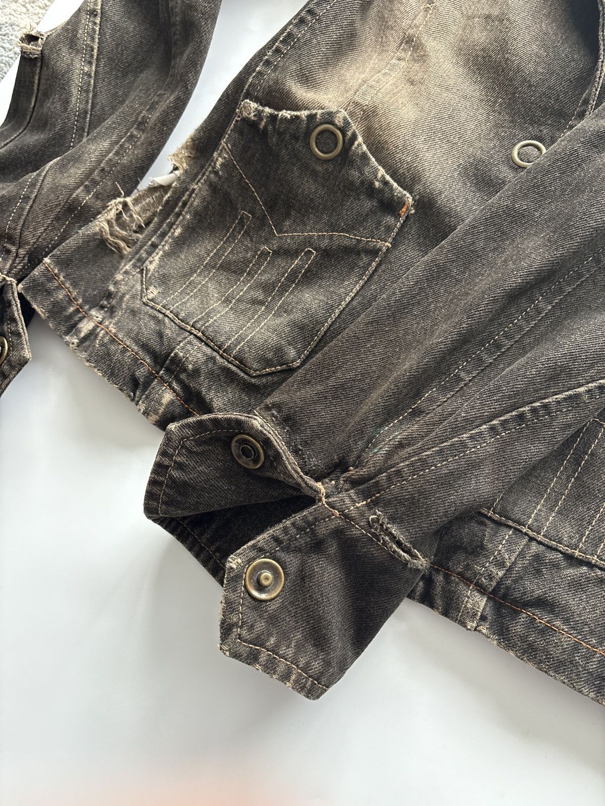 Japanese Brand Distressed Dark Brown Denim Blazer Jacket Opium Archive S Size S / US 4 / IT 40 - 7 Thumbnail