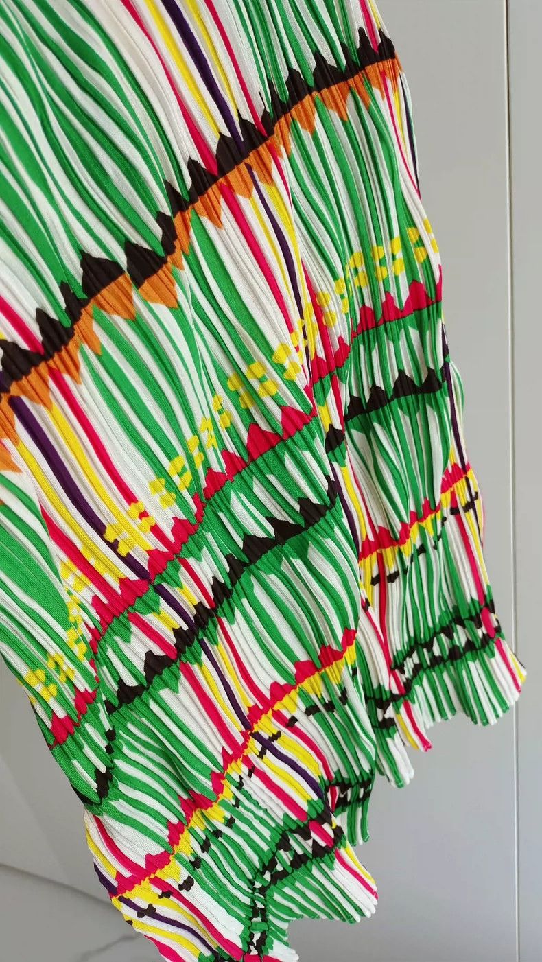 Issey Miyake Issey Miyake size:3 Emerald green vintage crayon striped s Size 22" - 3 Thumbnail