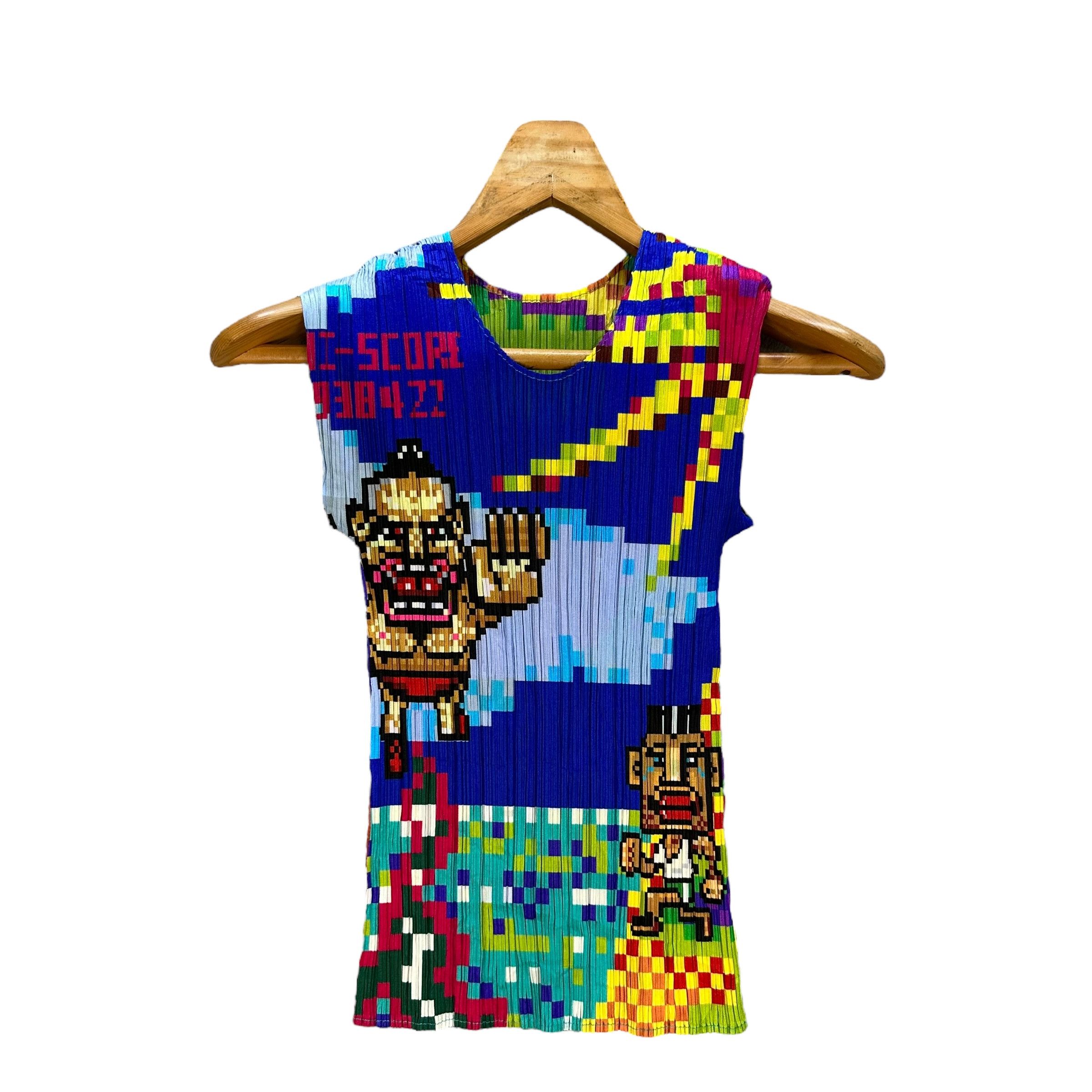 Pleats Please Digital Game Graphic Overprint Tops #A32-0730