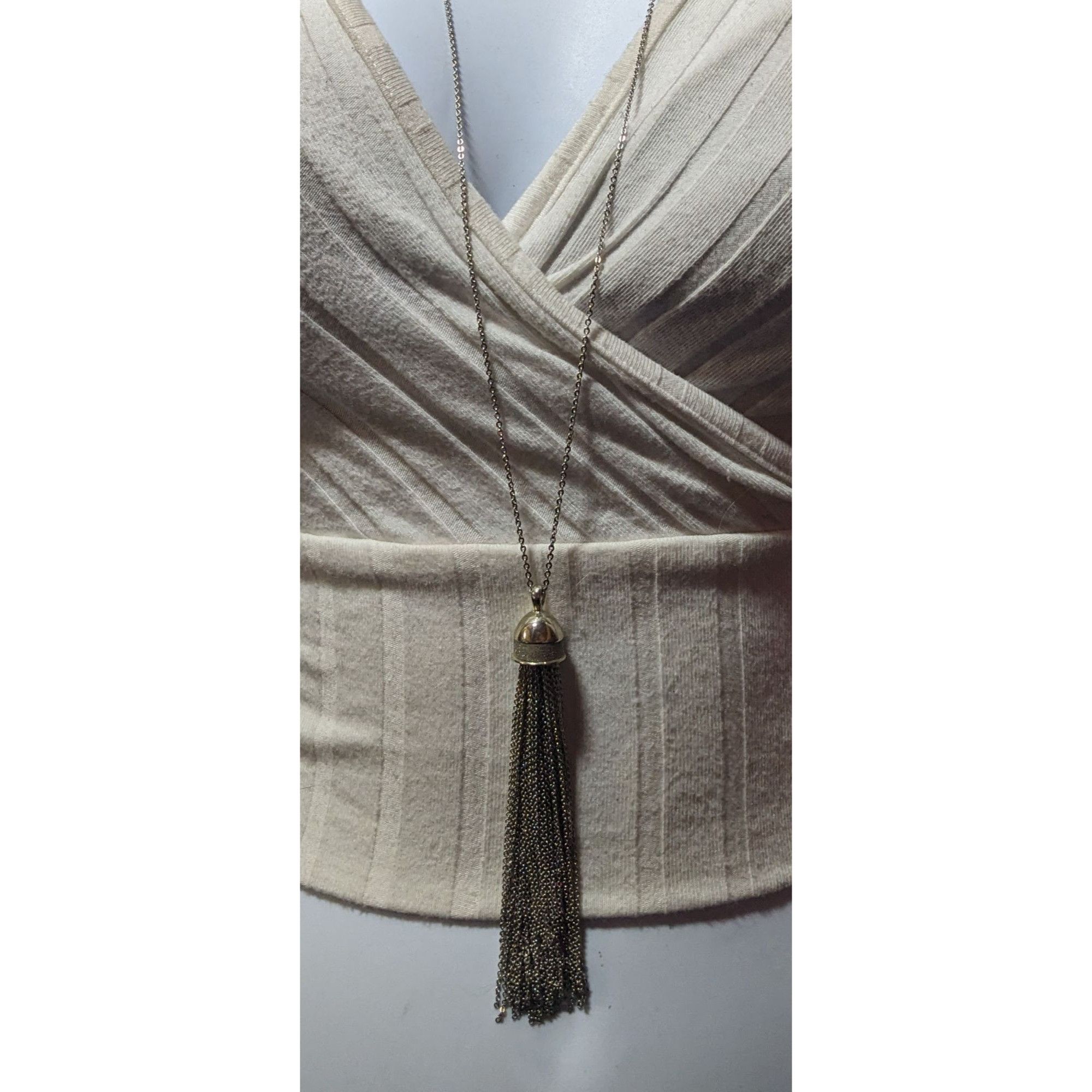 Loft Loft Silver Tone Fine Chain Glitter Tassel Necklace Size ONE SIZE - 3 Thumbnail