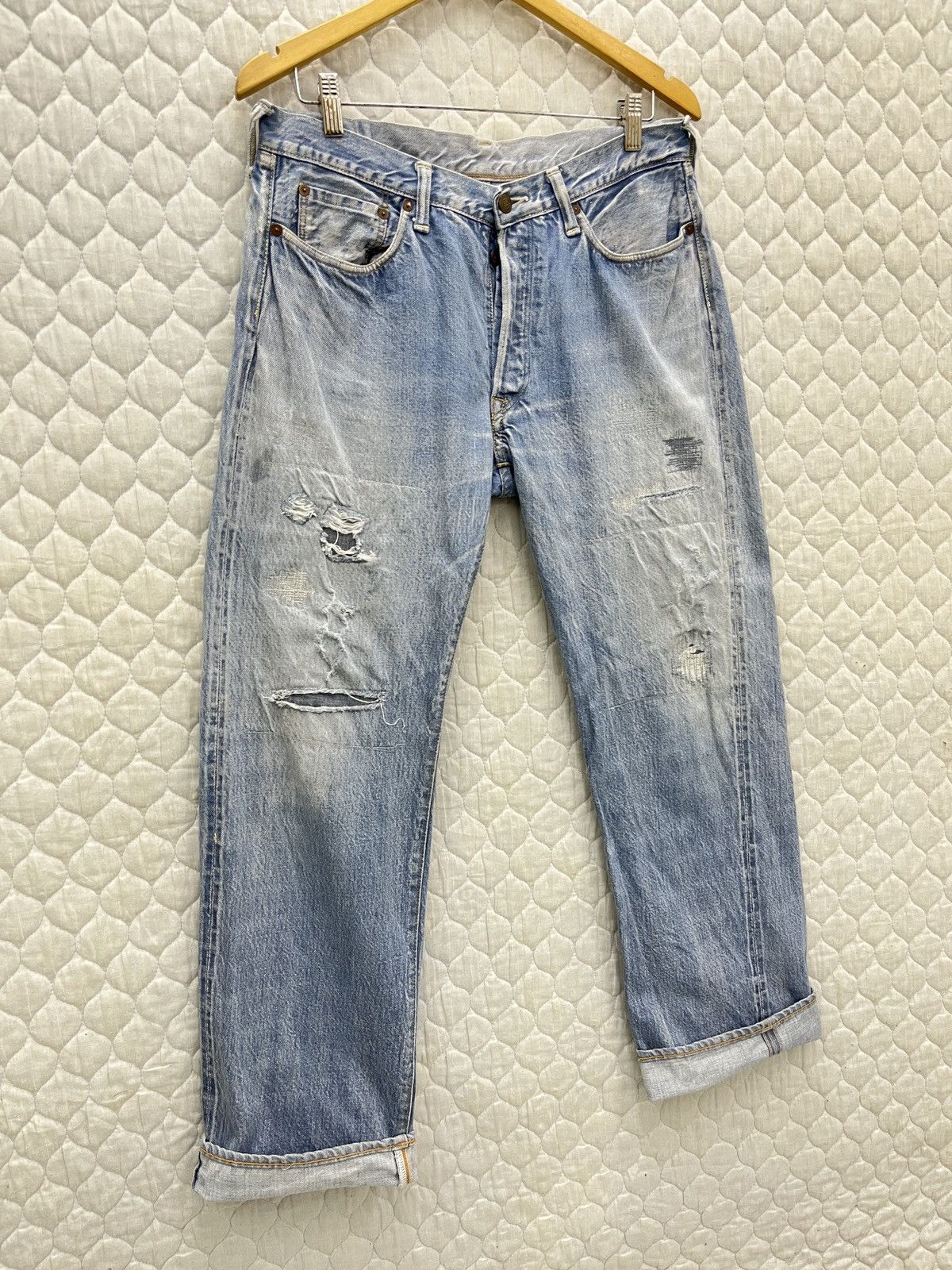 45rpm 🔥🔥🔥ARCHIVE 45RPM SELVEDGE DISTRESSED DENIM Size US 32 / EU 48 - 3 Thumbnail