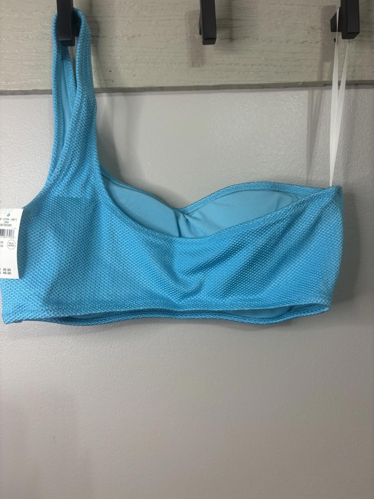 Designer Aerie One-Shoulder Swim Top - Aqua Blue - Size Med Size ONE SIZE - 2 Thumbnail