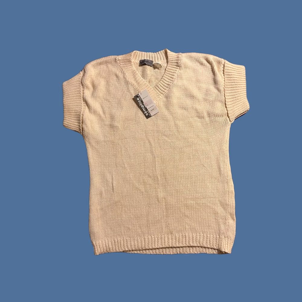 Vintage VINTAGE Semplice Short Sleeve Sweater Women’s Small Light Yellow Size S / US 4 / IT 40 - 1 Thumbnail
