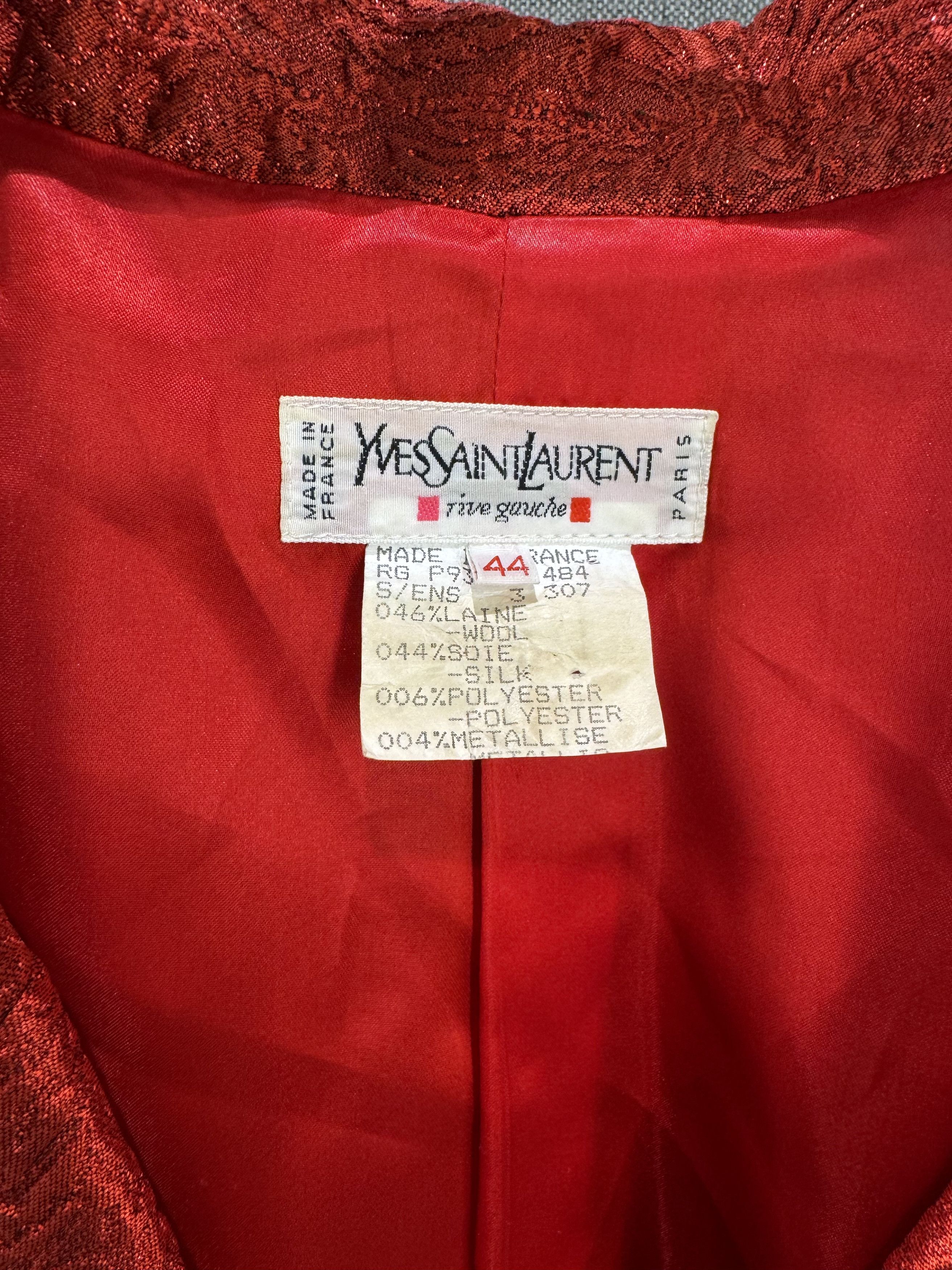 Yves Saint Laurent Yves Saint Laurent Rive Gauche Red Brocade Jacket Size XL / US 12-14 / IT 48-50 - 4 Thumbnail