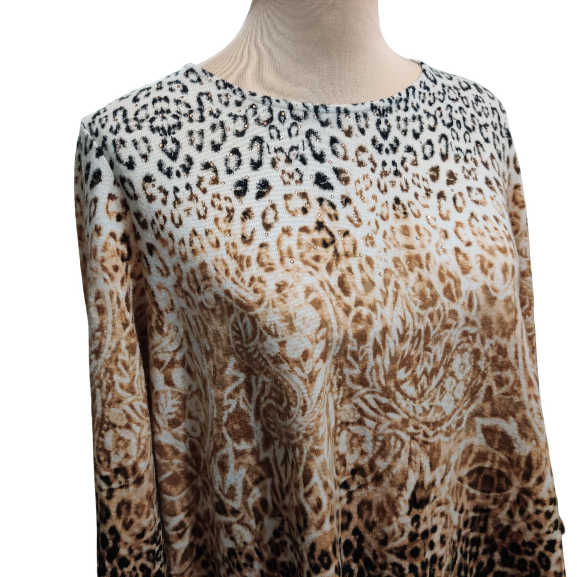 Other Ruby Rd M Petite Leopard Ombre Paisley Animal Print Top 3/4 Size M / US 6-8 / IT 42-44 - 2 Thumbnail