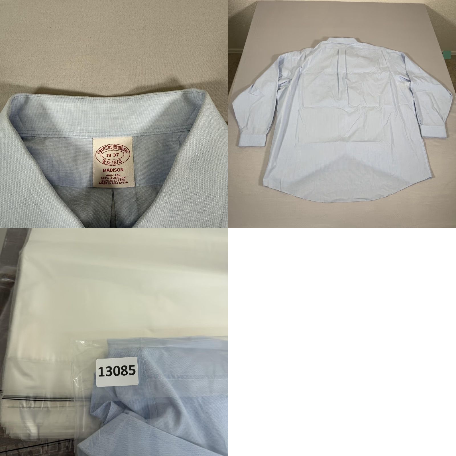 Brooks Brothers VINTAGE Brooks Brothers Dress Shirt Men 2XL Long Sleeve Blue Cotton Non-Iron Business Formal Size 48R - 8 Thumbnail