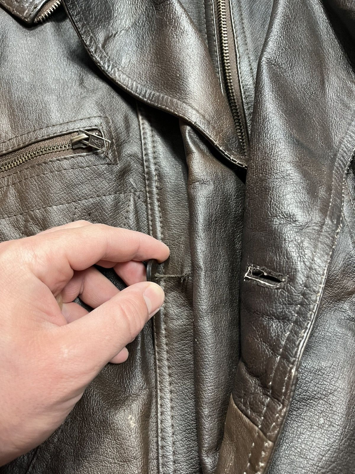 Leather Vintage Leather Bomber Jacket Brown Men Size L Zip Aviator Size US L / EU 52-54 / 3 - 12 Thumbnail