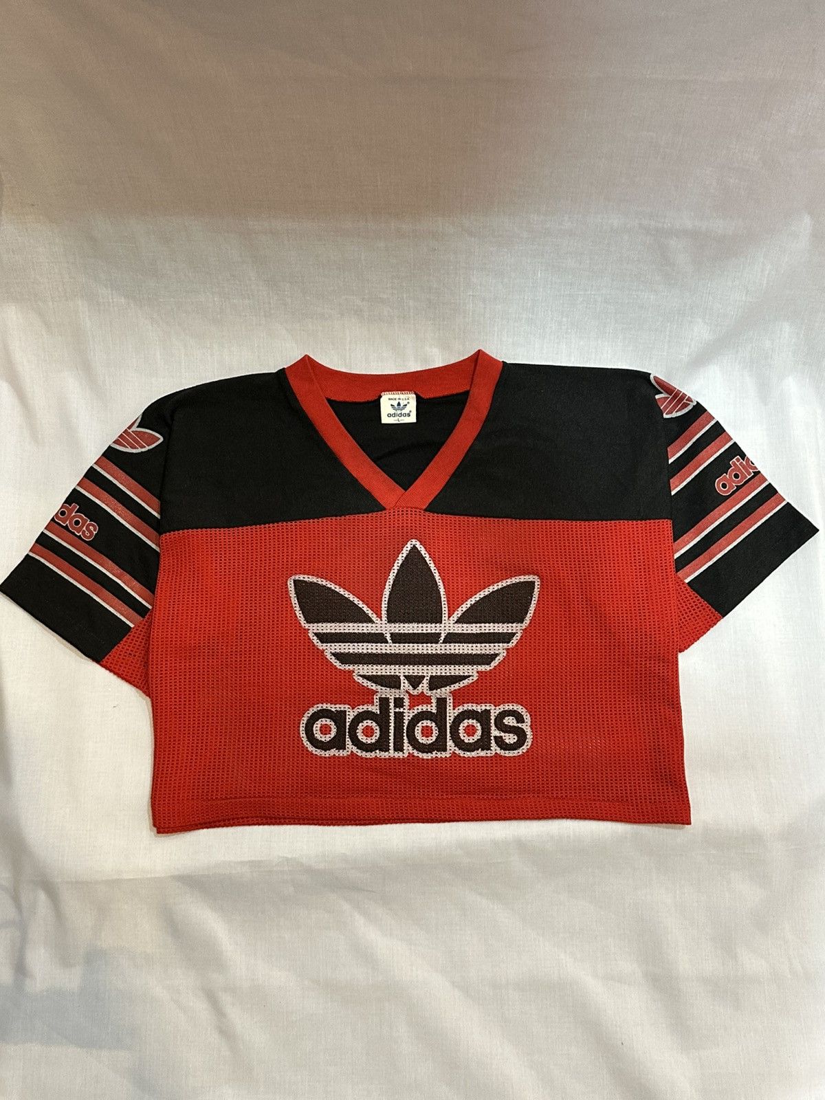 Adidas vintage Adidas 1980s‼️Originals jersey styled as a crop top Size L / US 10 / IT 46 - 1 Thumbnail