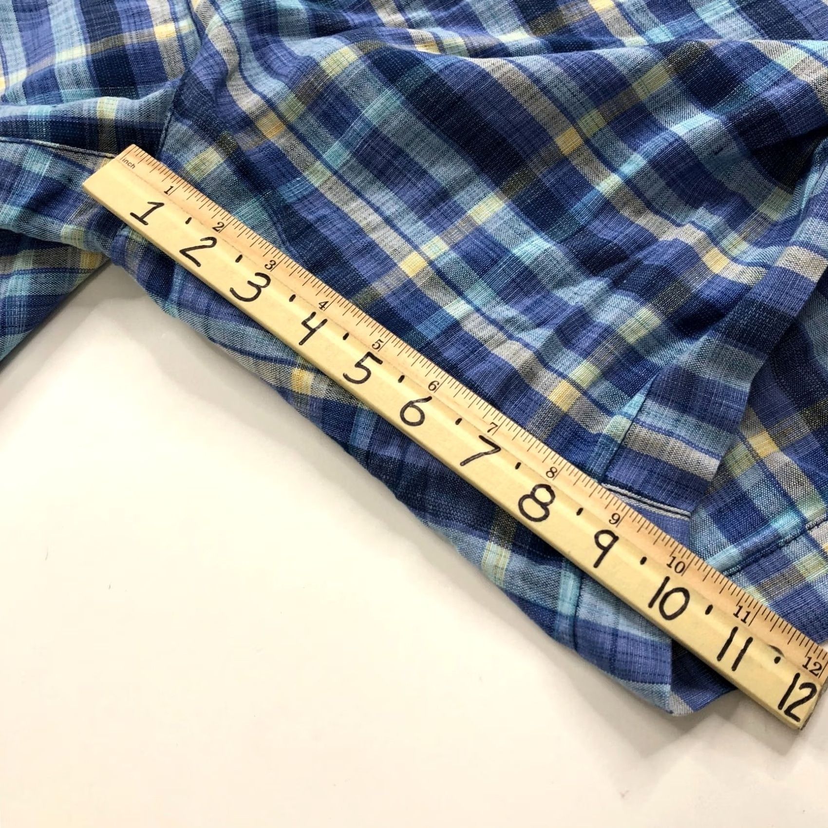 Tommy Bahama VINTAGE Tommy Bahama 42 (Fit 44W) Linen Blend Flat Front Chino Plaid 10" Shorts Blue Size US 44 / EU 60 - 4 Thumbnail
