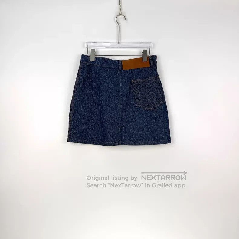 Loewe Loewe Asymmetrical Full Logo Leather Tag Denim Skirt Size 25" / US 0 / IT 36 - 4 Thumbnail