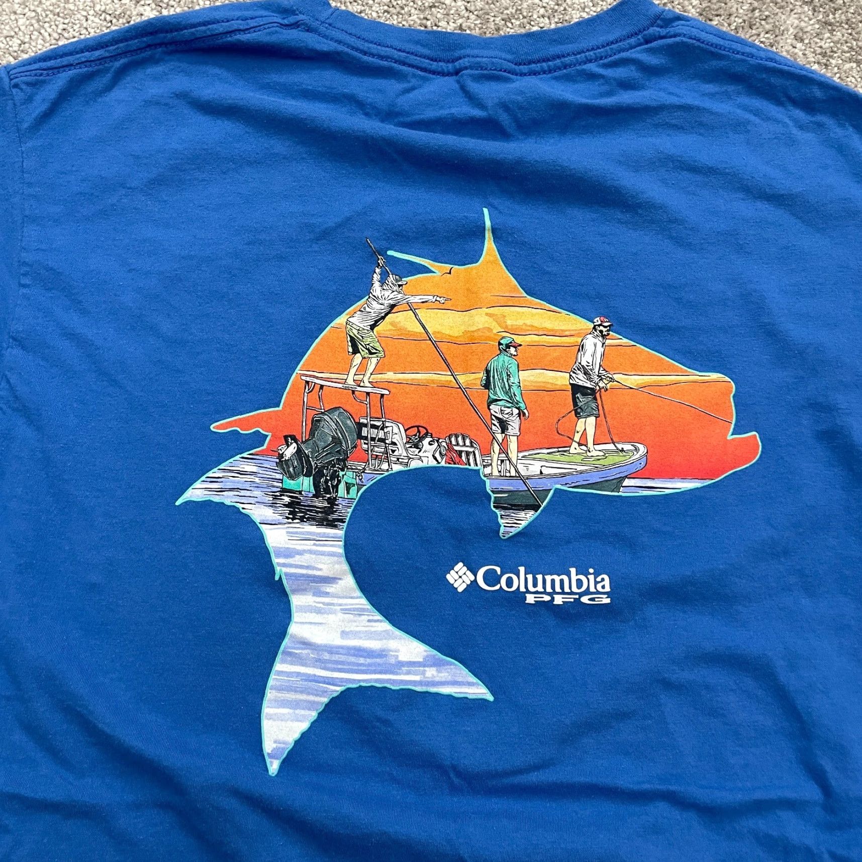 Vintage Columbia PFG Shirt Mens Large Blue Crew Neck Short Sleeve Casual Tee Outdoor Mens Size US L / EU 52-54 / 3 - 4 Thumbnail