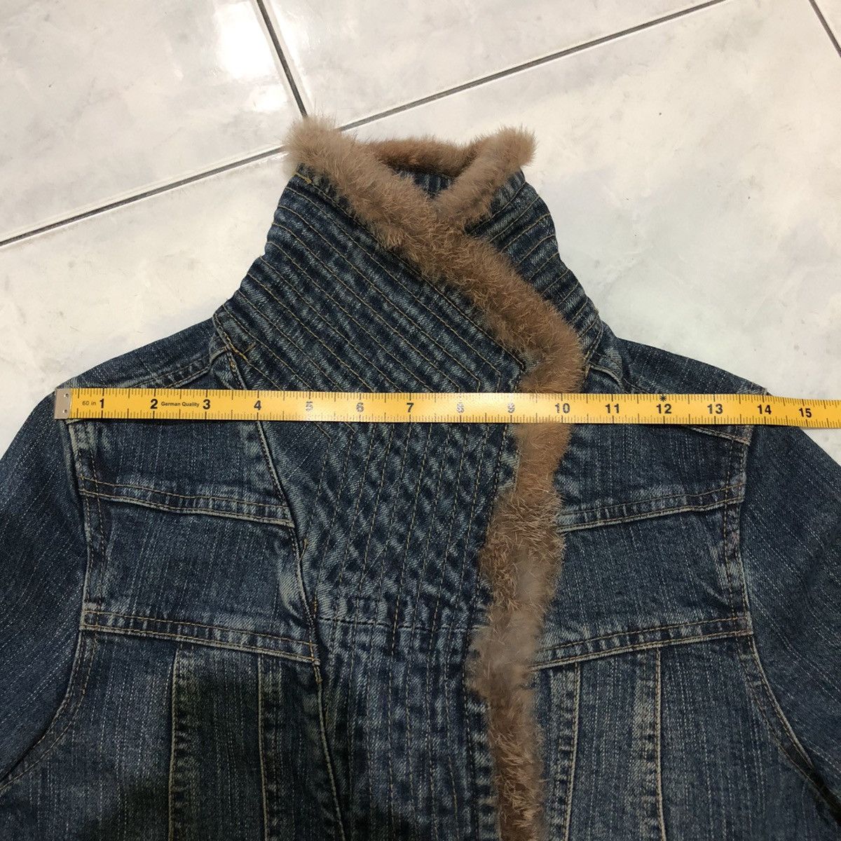 Vintage Encourager Japanese Brand Foxy Denim Jacket n Fur Rabbit Size S / US 4 / IT 40 - 24 Thumbnail