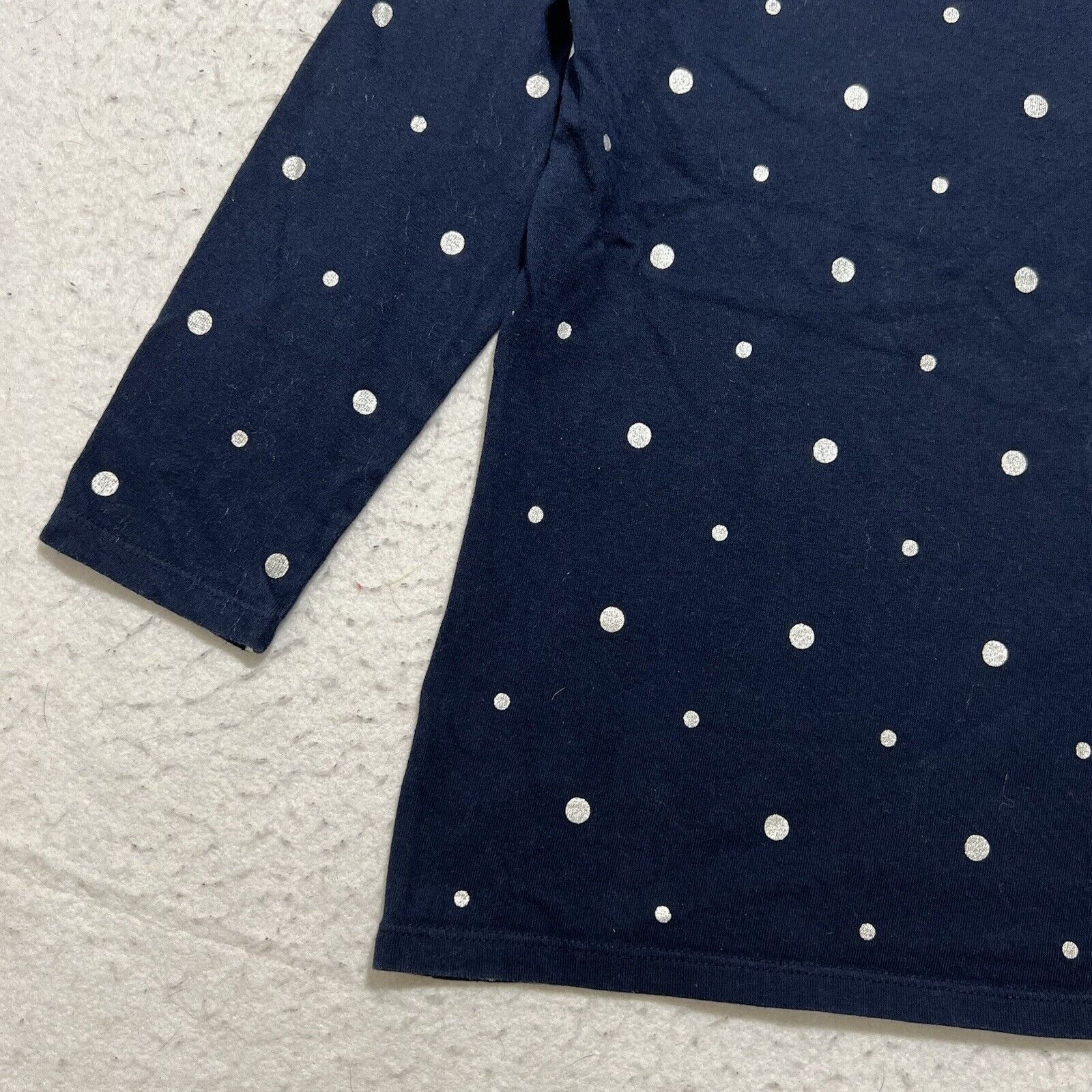 Other Talbots XS Crewneck 3/4 Sleeve Blue Silver Polka Dot T Shirt Size XS / US 0-2 / IT 36-38 - 6 Thumbnail