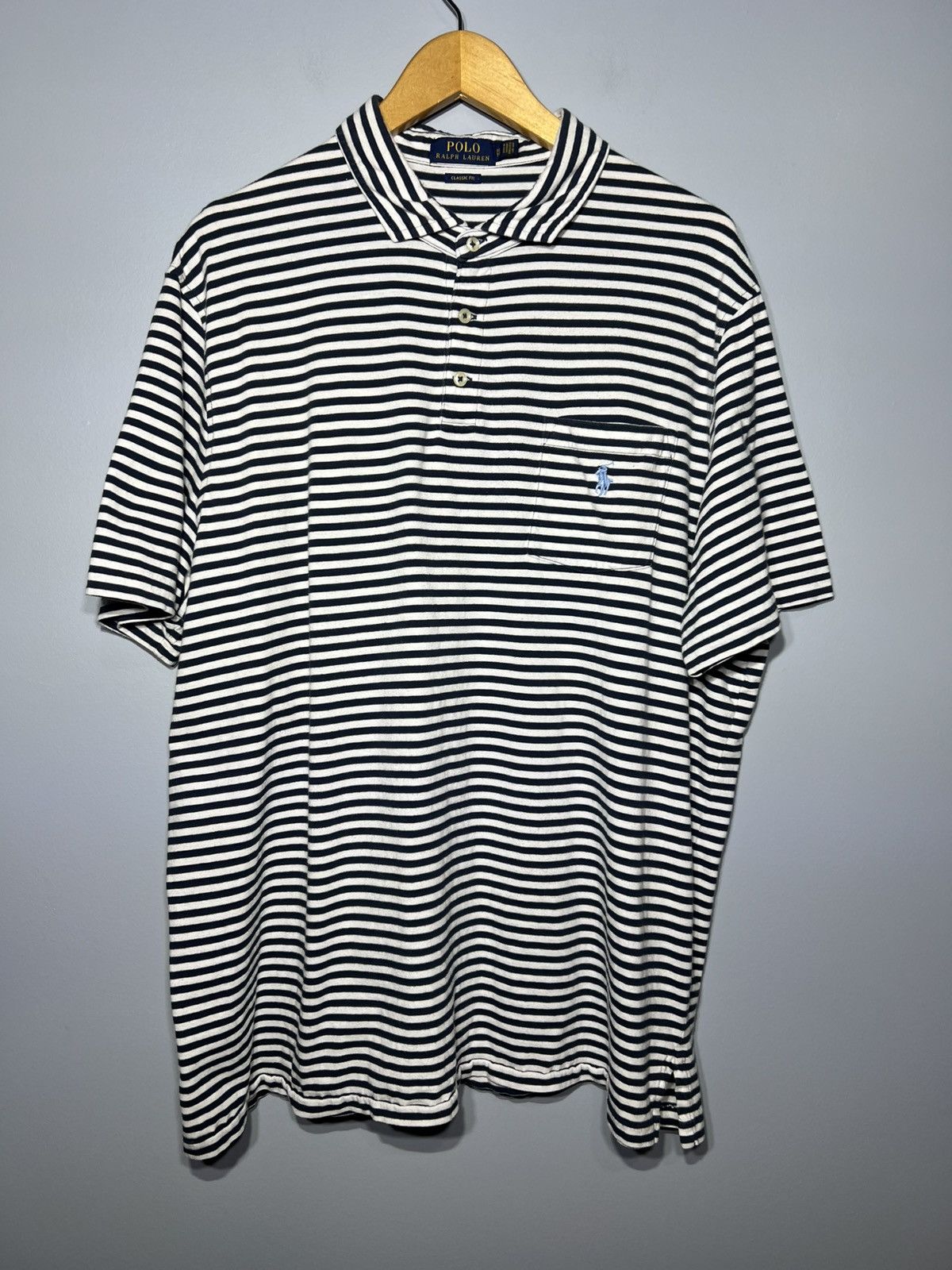 Polo Ralph Lauren Polo Ralph Lauren Men's Classic Fit polo XL Blue Striped Size US XL / EU 56 / 4 - 2 Thumbnail