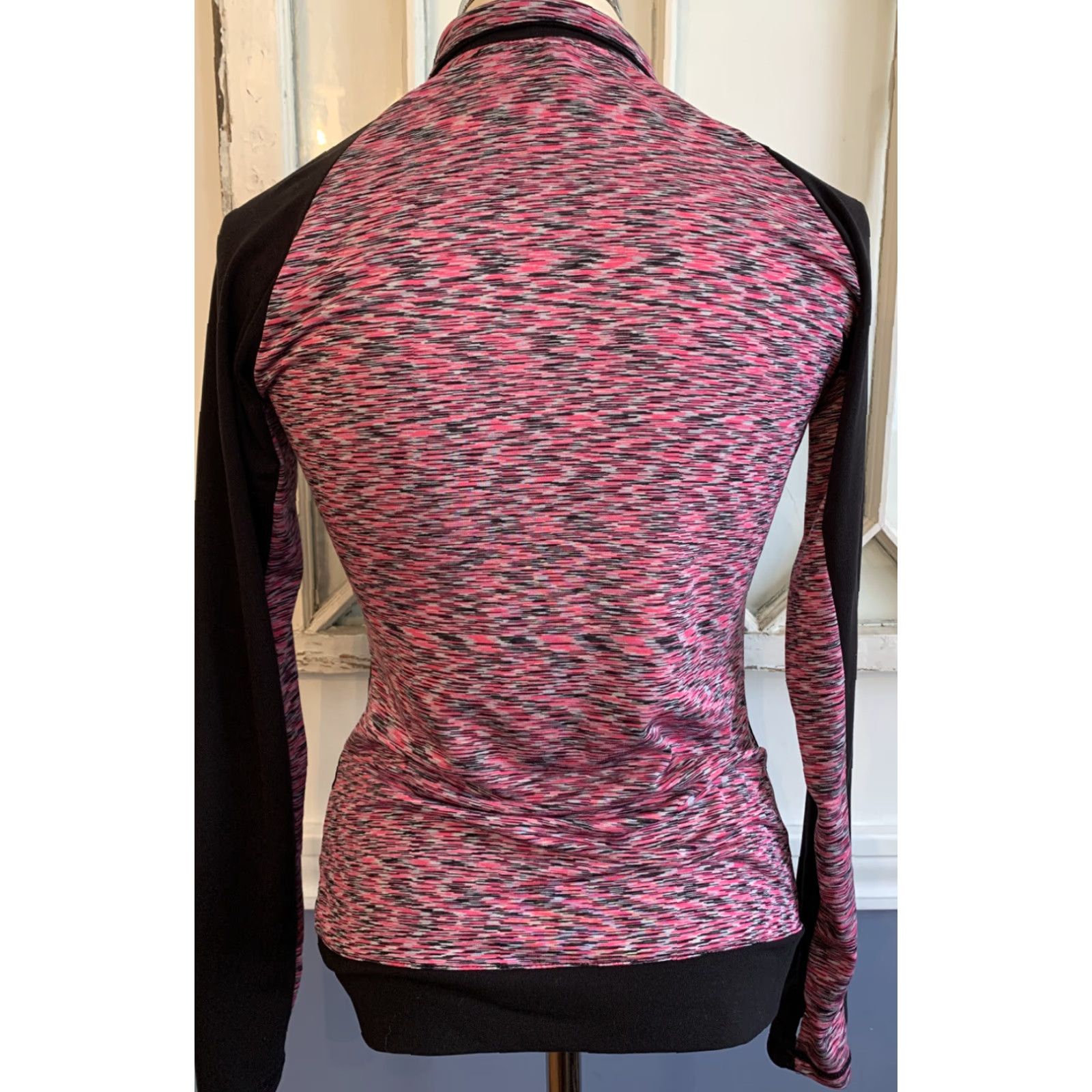 Vintage Atmosphere Women's Fitted Full Zip Jacket 4 Pink Space Dye Black Activewear Size S / US 4 / IT 40 - 4 Thumbnail