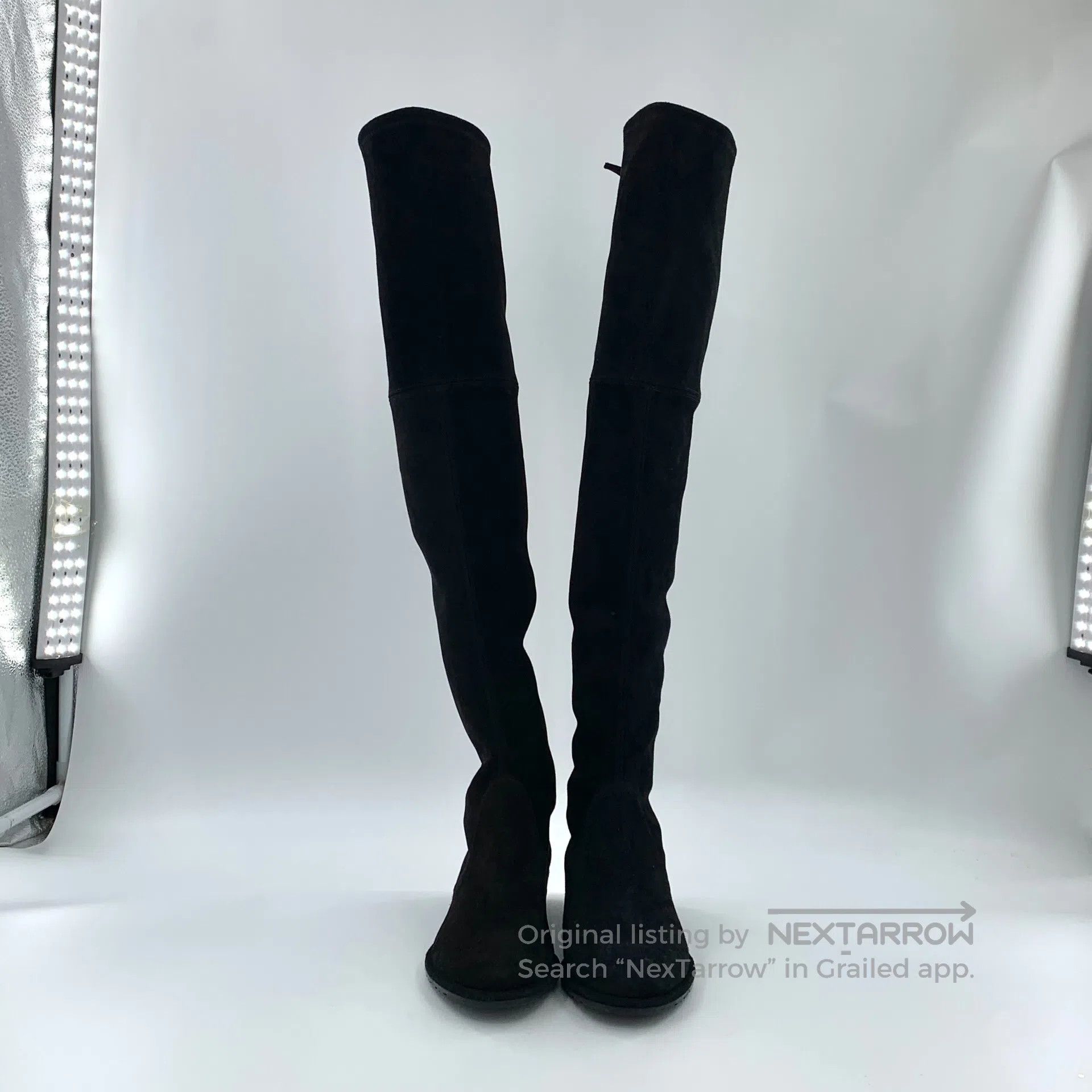 Swarovski SW Black Suede Round Toe Flat Casual Tall Boots| Size US 5.5 / IT 35.5 - 3 Thumbnail