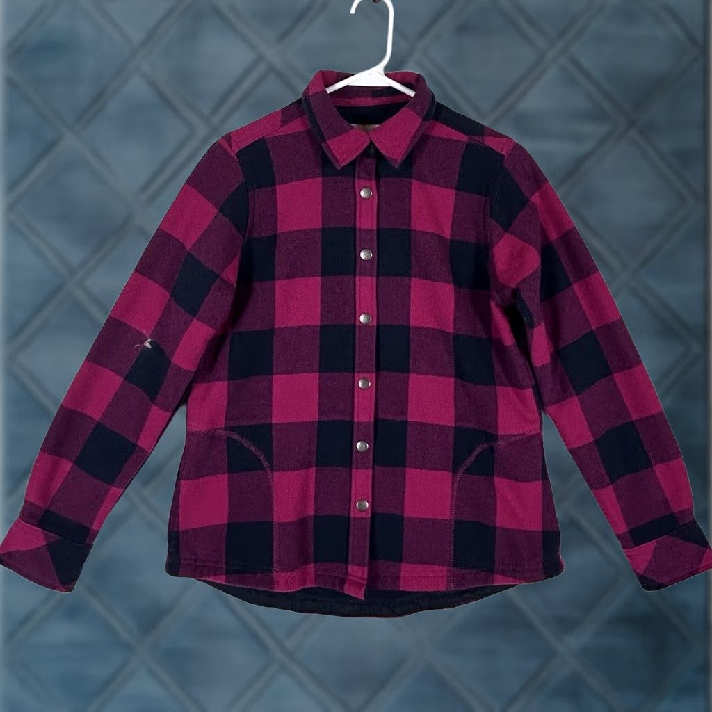 Orvis Orvis Womens Small Fuchsia Plaid Flannel Lined Snap Button Shirt Jacket Shacket Size S Size S / US 4 / IT 40 - 1 Thumbnail