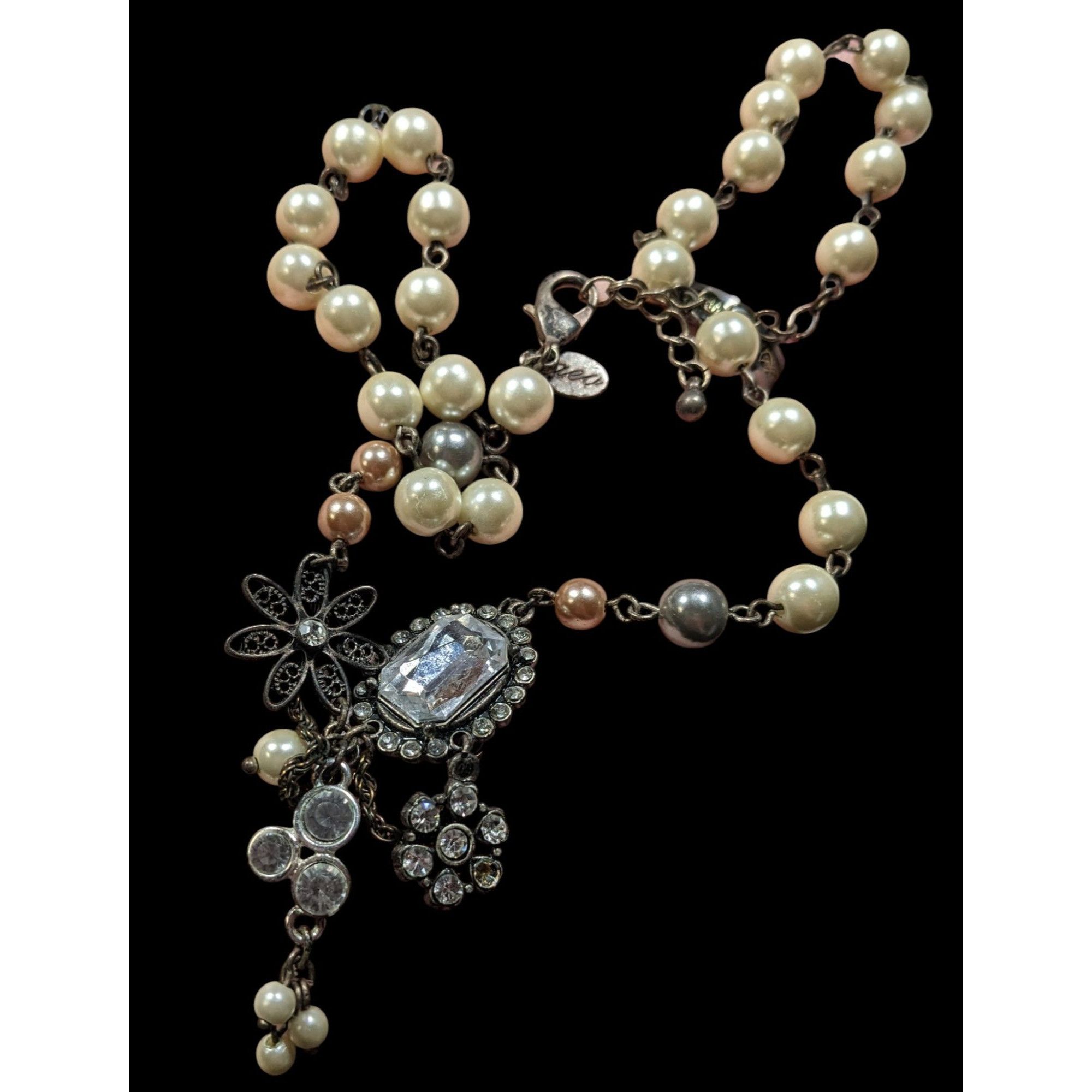American Eagle Outfitters AEO Steampunk Faux Pearl Floral Gemmed Necklace Size ONE SIZE - 3 Thumbnail