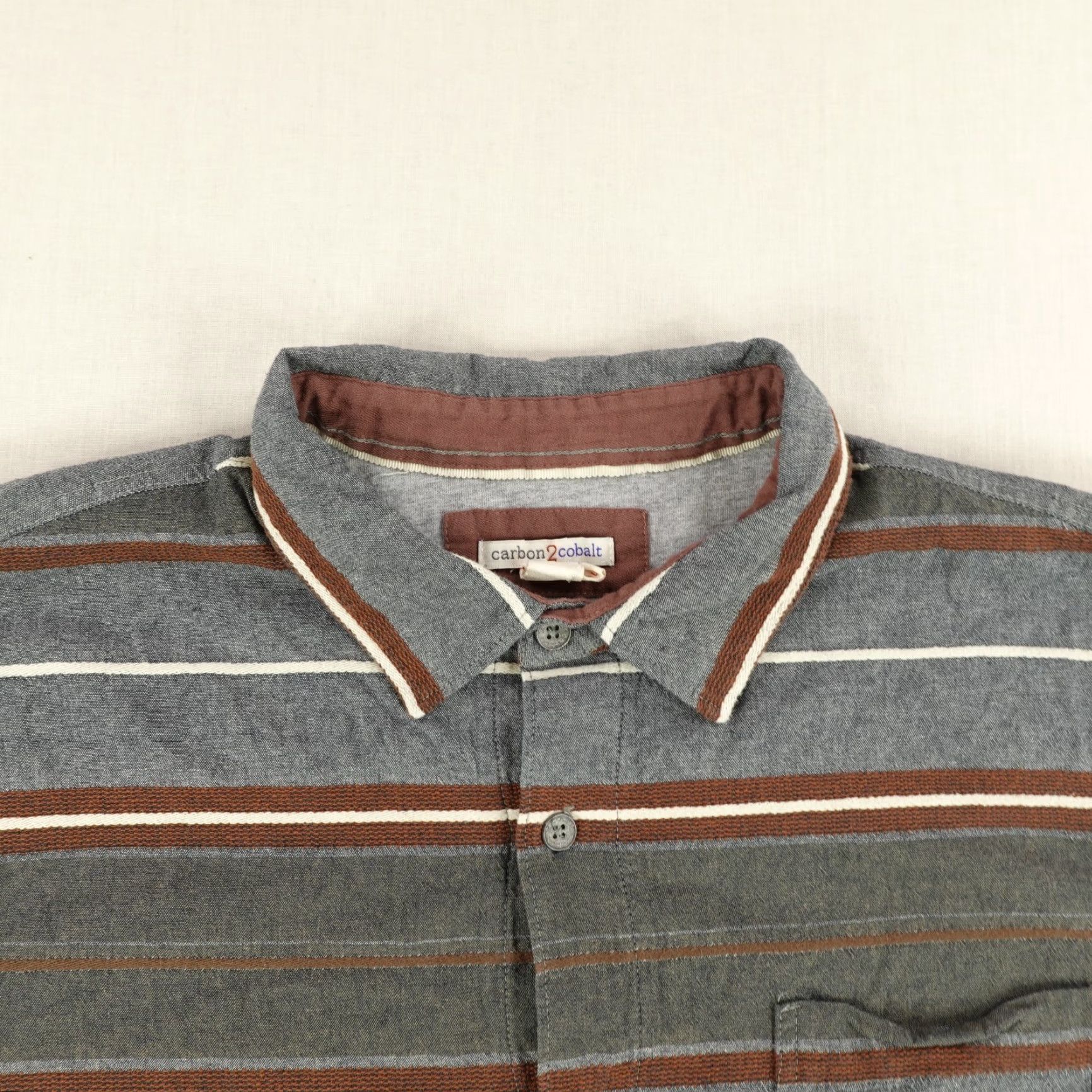Carbon2Cobalt VINTAGE Carbon 2 Cobalt Shirt Mens Large Gray Red Blanket Stripes Flannel Button Up Work Shirt - Long Sleeve Cotton Casual 90s Mens Large Gray Size US L / EU 52-54 / 3 - 2 Thumbnail