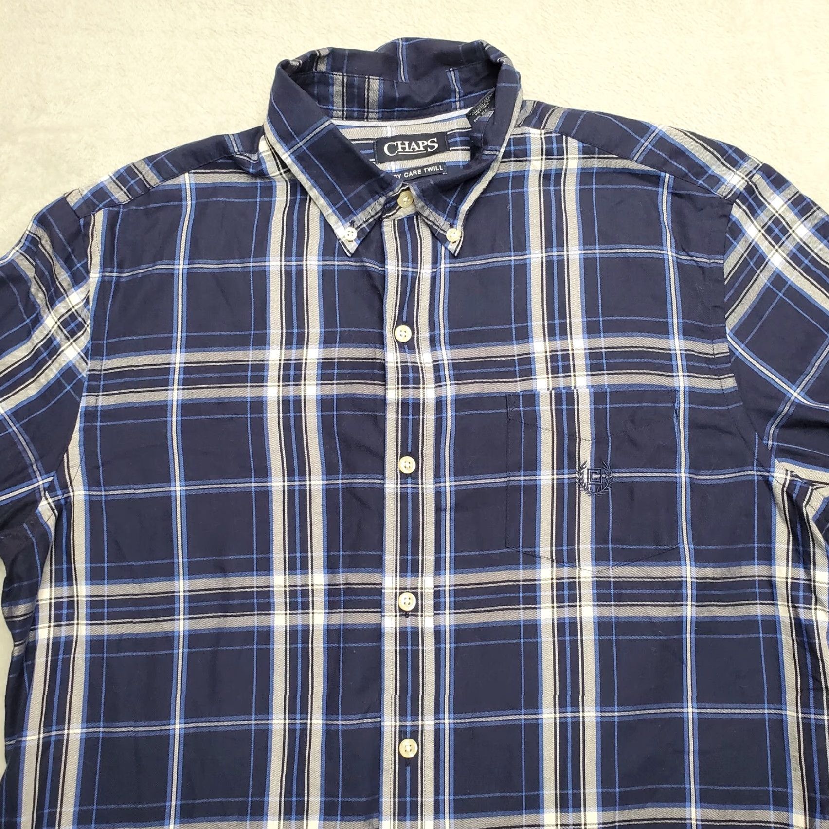 Chaps Chaps Shirt Mens Large Blue Plaid Button-Up Long Sleeve Easy Care Twill Casual Size US L / EU 52-54 / 3 - 2 Thumbnail