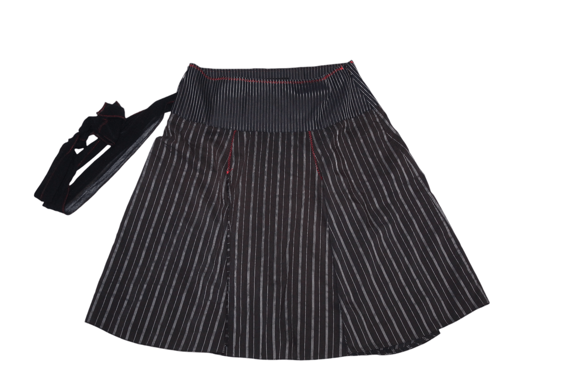 Vintage Vtg Double Jeu Lemon 05 Silver Stripes Pleated Skirt Size 30" / US 8 / IT 44 - 1 Thumbnail