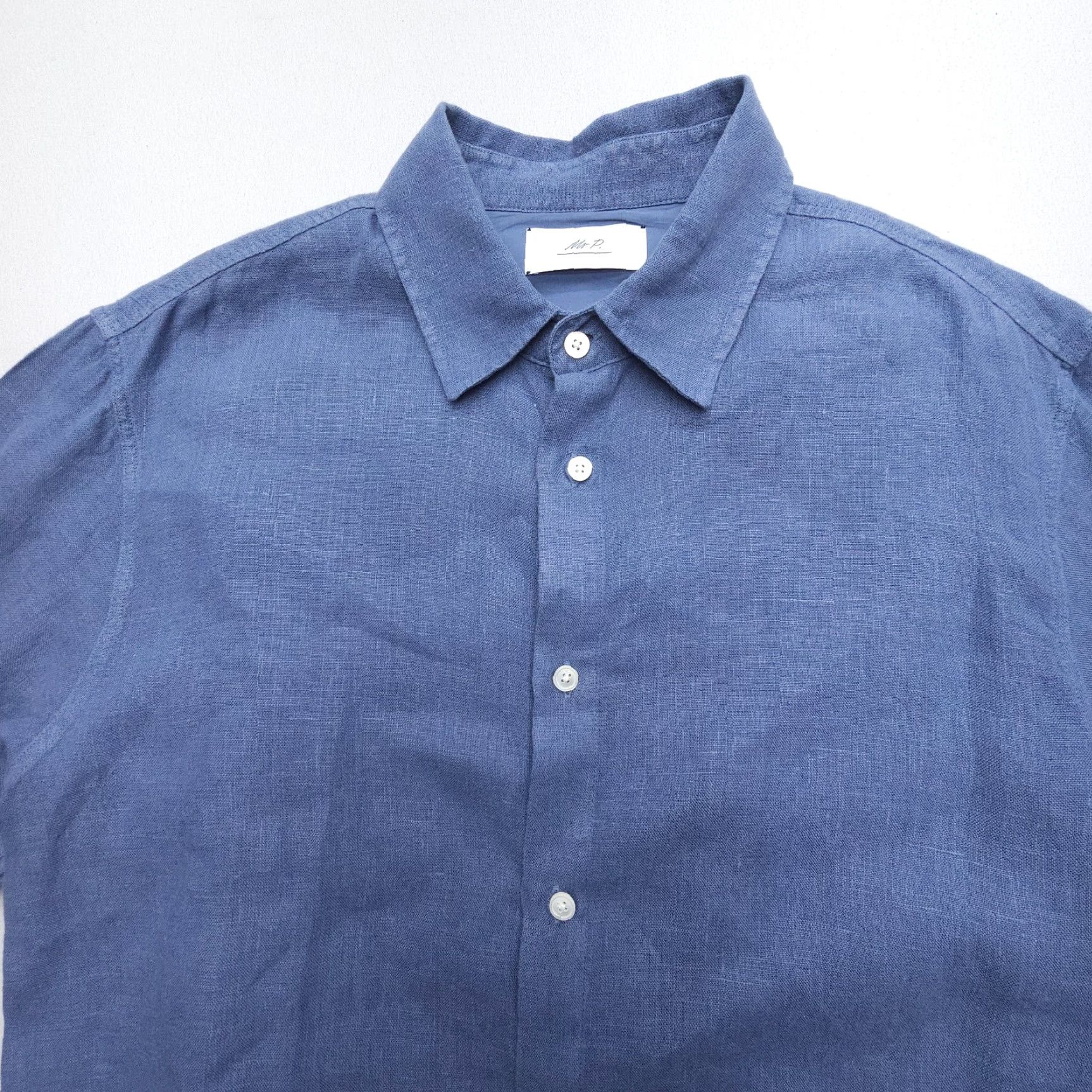 Vintage Mr. Porter Shirt Mens Medium Blue Linen Button-Up Long Sleeve Size US M / EU 48-50 / 2 - 2 Thumbnail