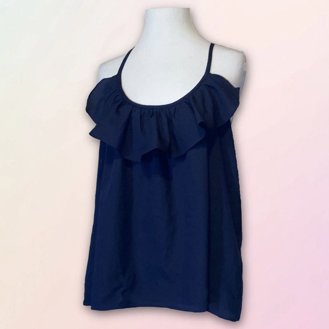 Other Y2K, Charlotte Russe, Navy, Ruffle Chest, Sleeveless Blouse Size M / US 6-8 / IT 42-44 - 1 Thumbnail