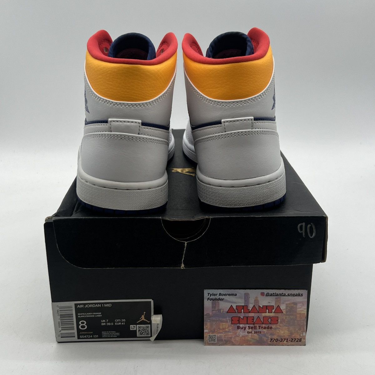 Nike Air Jordan 1 Mid white deep royal blue Size US 8 / EU 41 - 3 Thumbnail