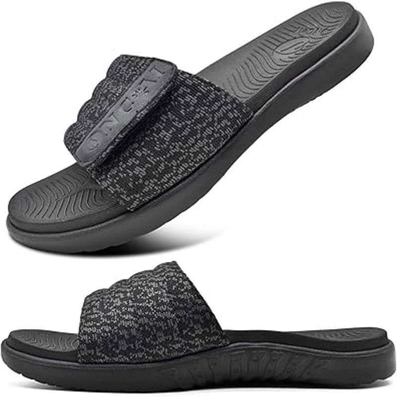 Other Oncai Men's 11 Black Gray Adjustable Strap Slide Sandals Size US 11 / EU 44 - 1 Thumbnail